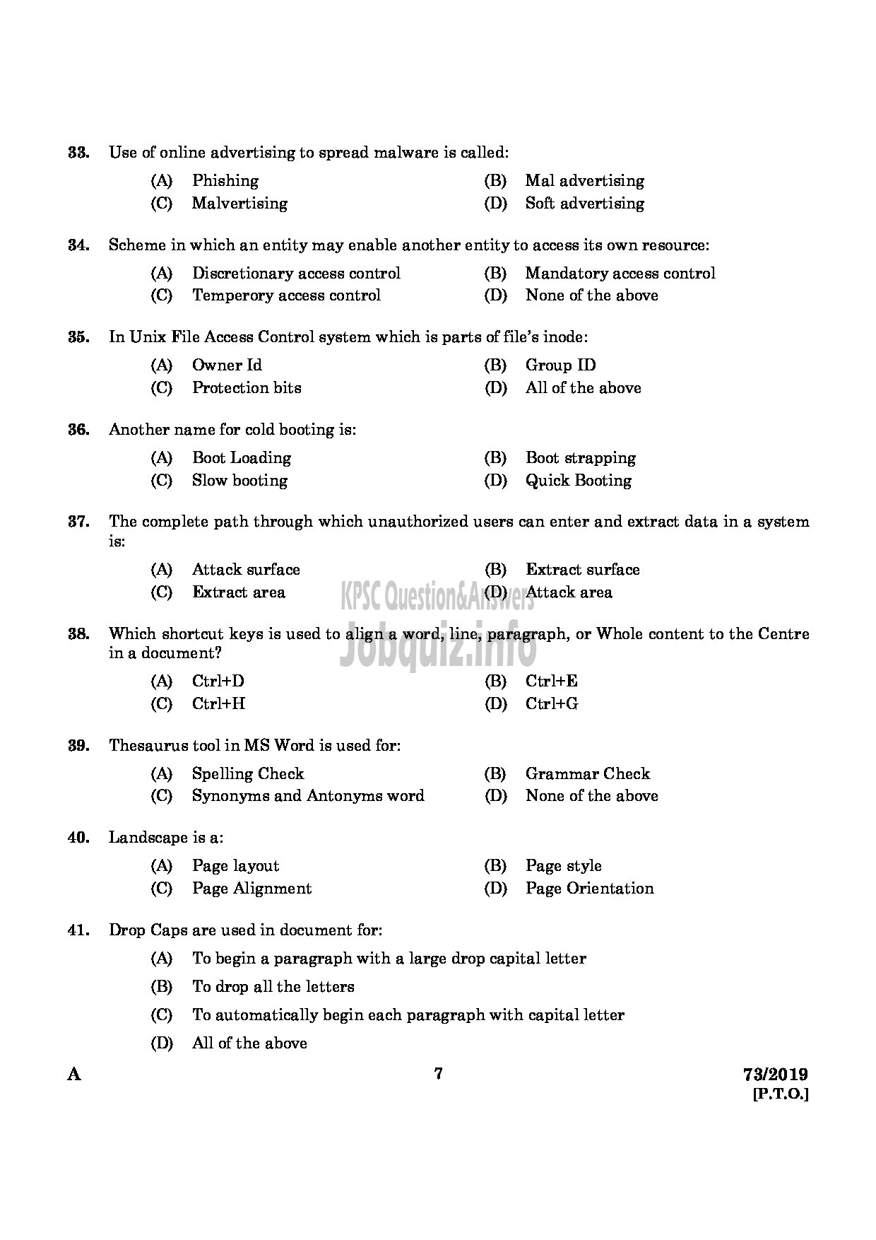 Kerala PSC Question Paper - Junior Instructor (Multimedia Animation And Special Effects) In Industrial Deve Dept English -5