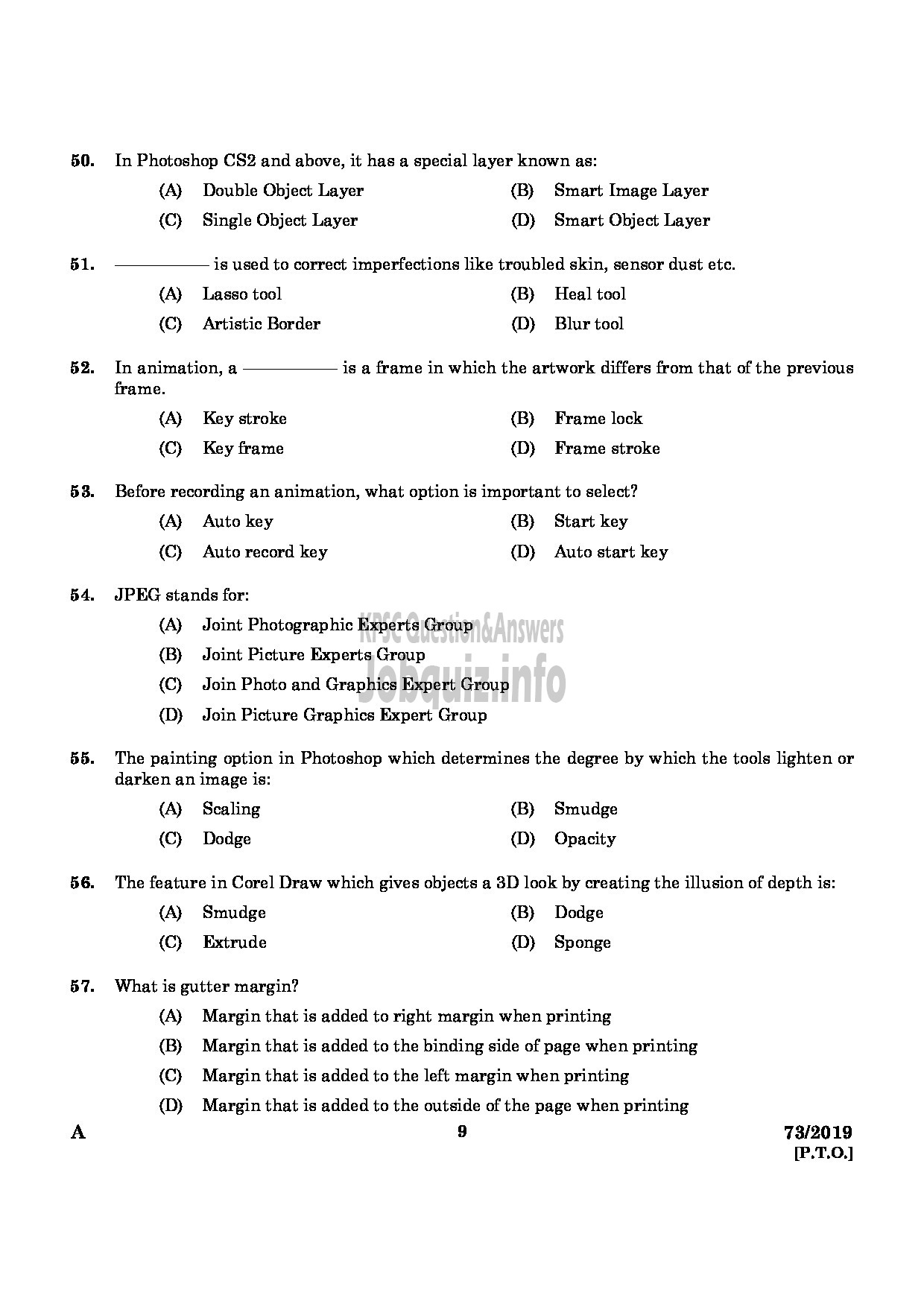 Kerala PSC Question Paper - Junior Instructor (Multimedia Animation And Special Effects) In Industrial Deve Dept English -7