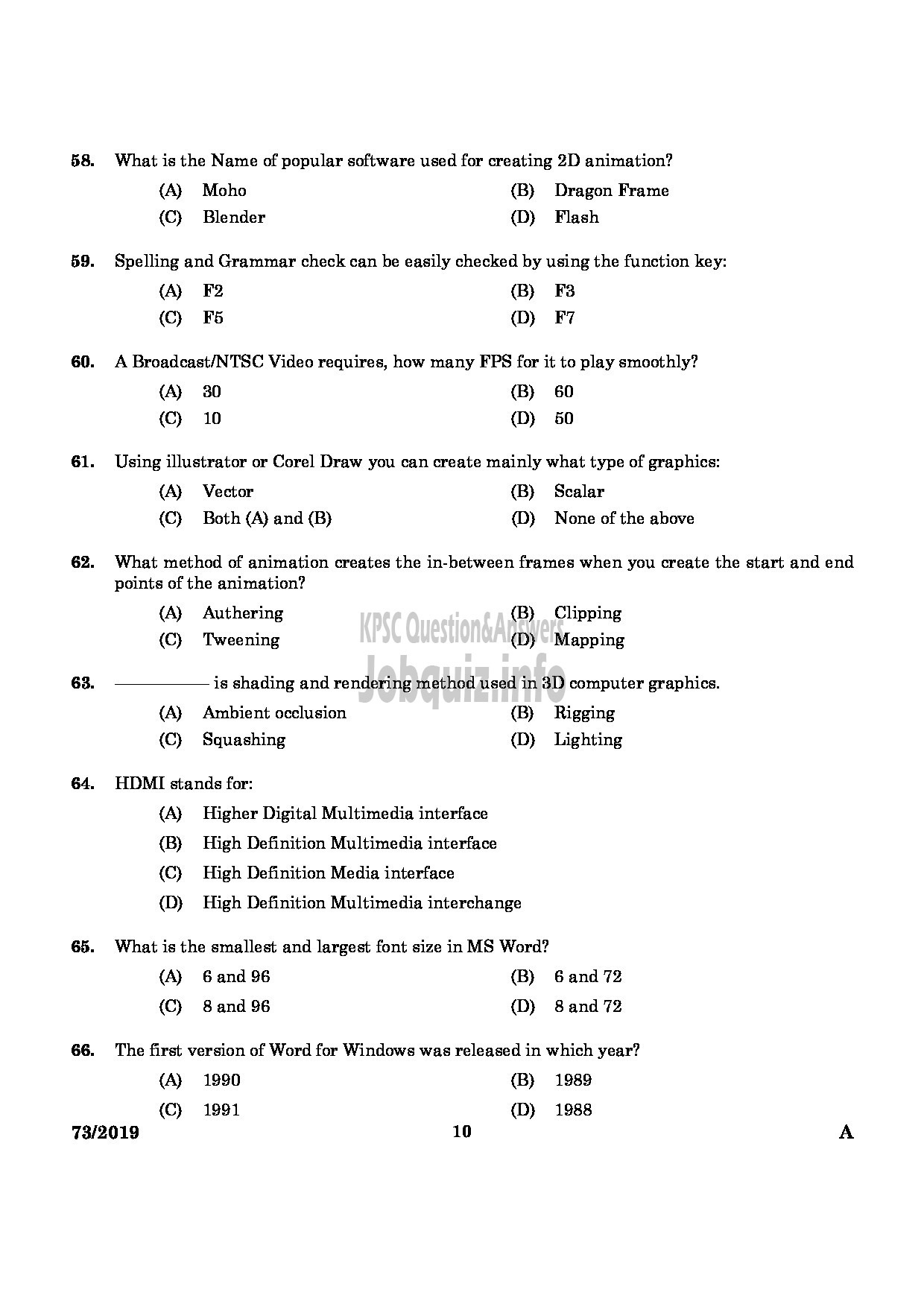 Kerala PSC Question Paper - Junior Instructor (Multimedia Animation And Special Effects) In Industrial Deve Dept English -8