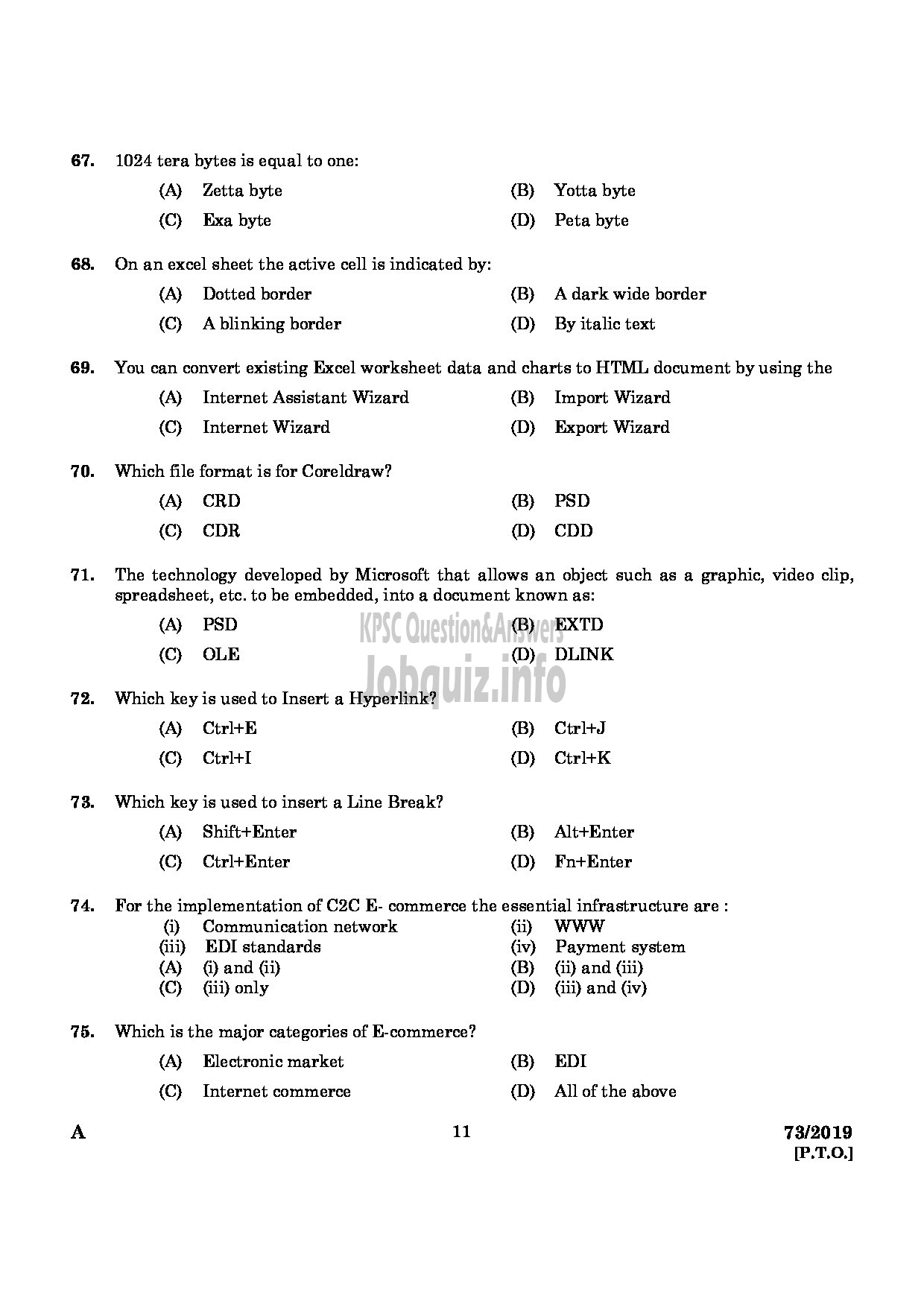 Kerala PSC Question Paper - Junior Instructor (Multimedia Animation And Special Effects) In Industrial Deve Dept English -9