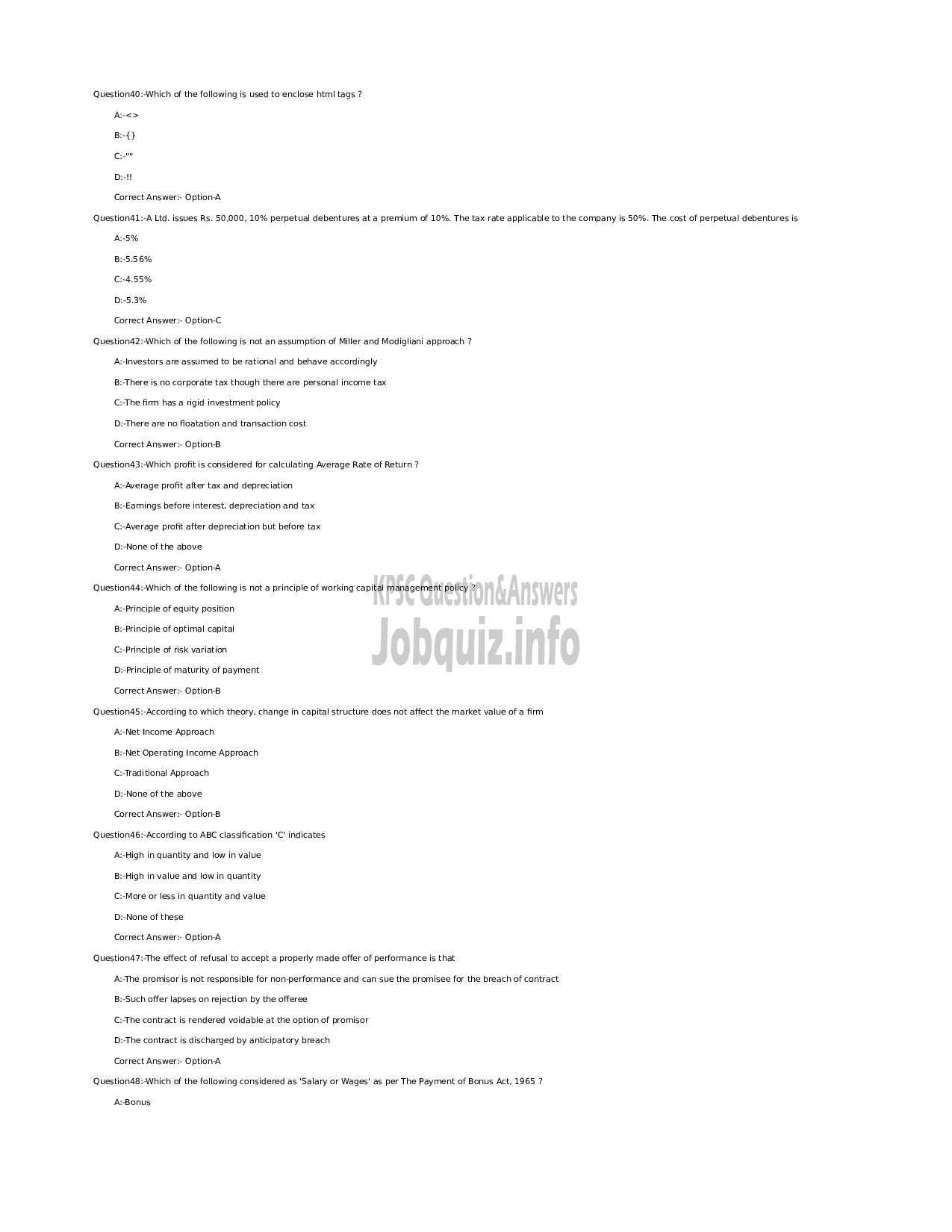 Kerala PSC Question Paper - Junior Manager (Accounts) - Kerala State Civil Supplies Corporation Ltd-6