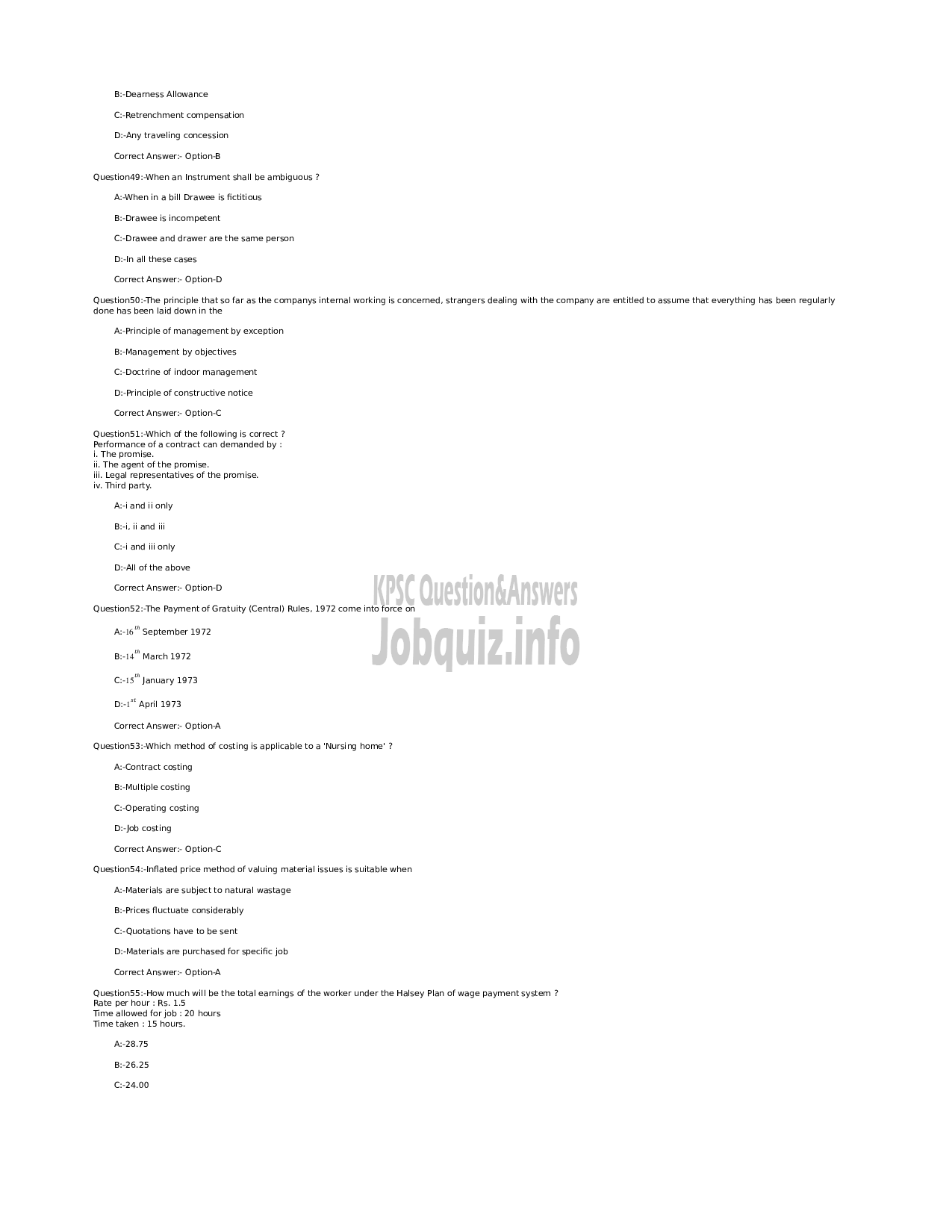 Kerala PSC Question Paper - Junior Manager (Accounts) - Kerala State Civil Supplies Corporation Ltd-7