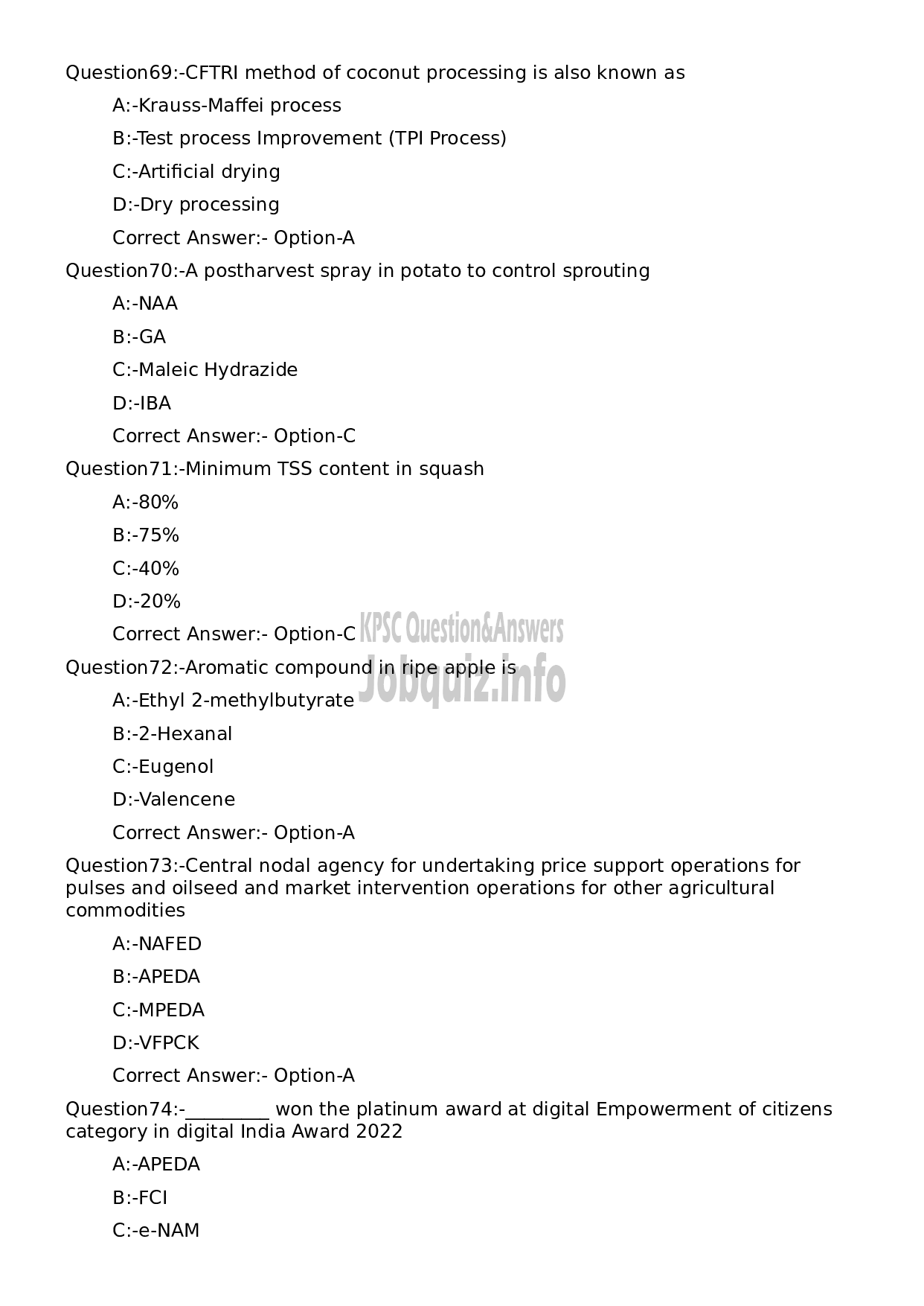 Kerala PSC Question Paper - Junior Manager (Quality Assurance)-14