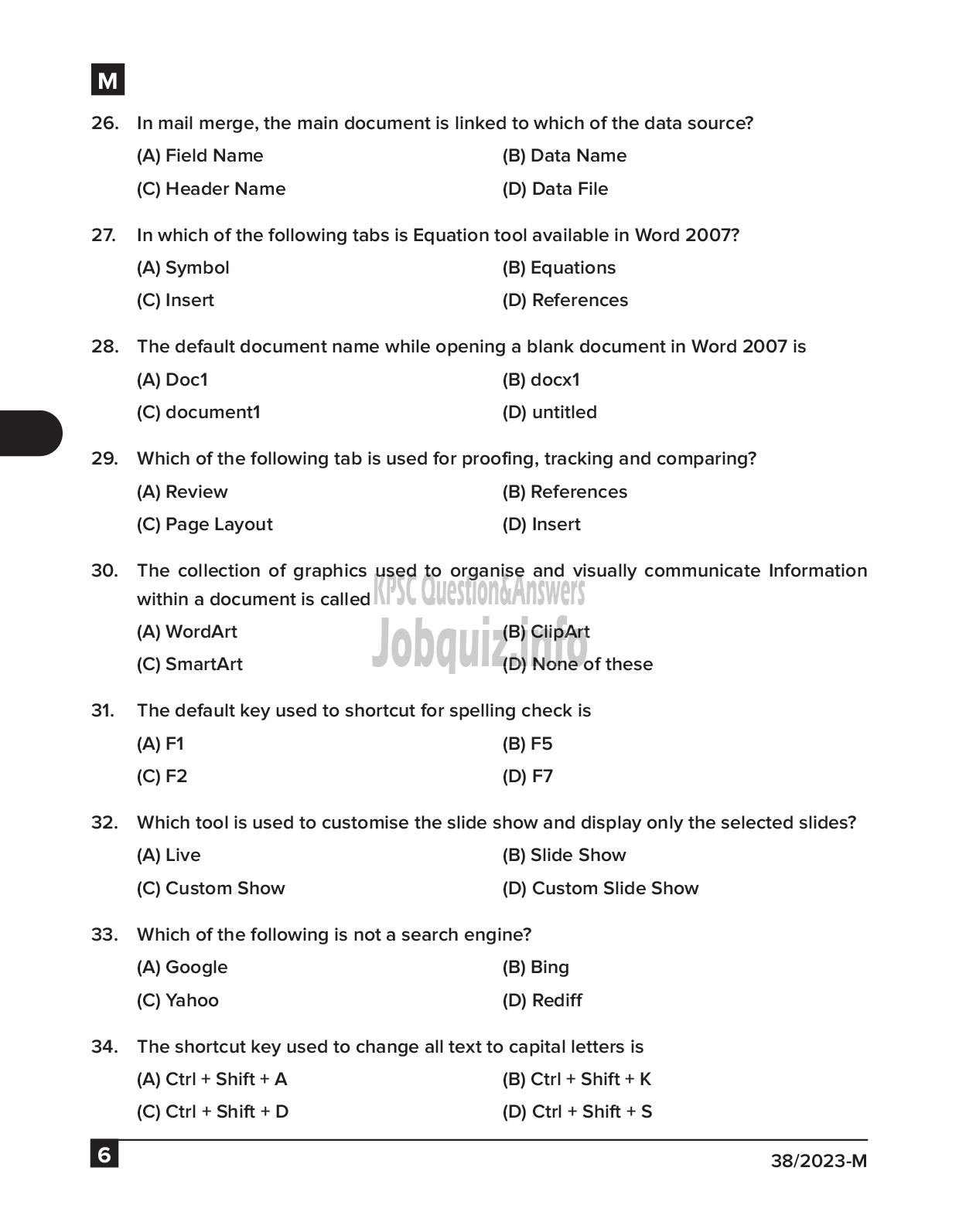 Kerala PSC Question Paper - Junior Typist in Apex Societies, L.D Typist in Various Departments, Typist Gr II in various Companies/ Corporations etc (SSLC Level Main Examination 2022)-6