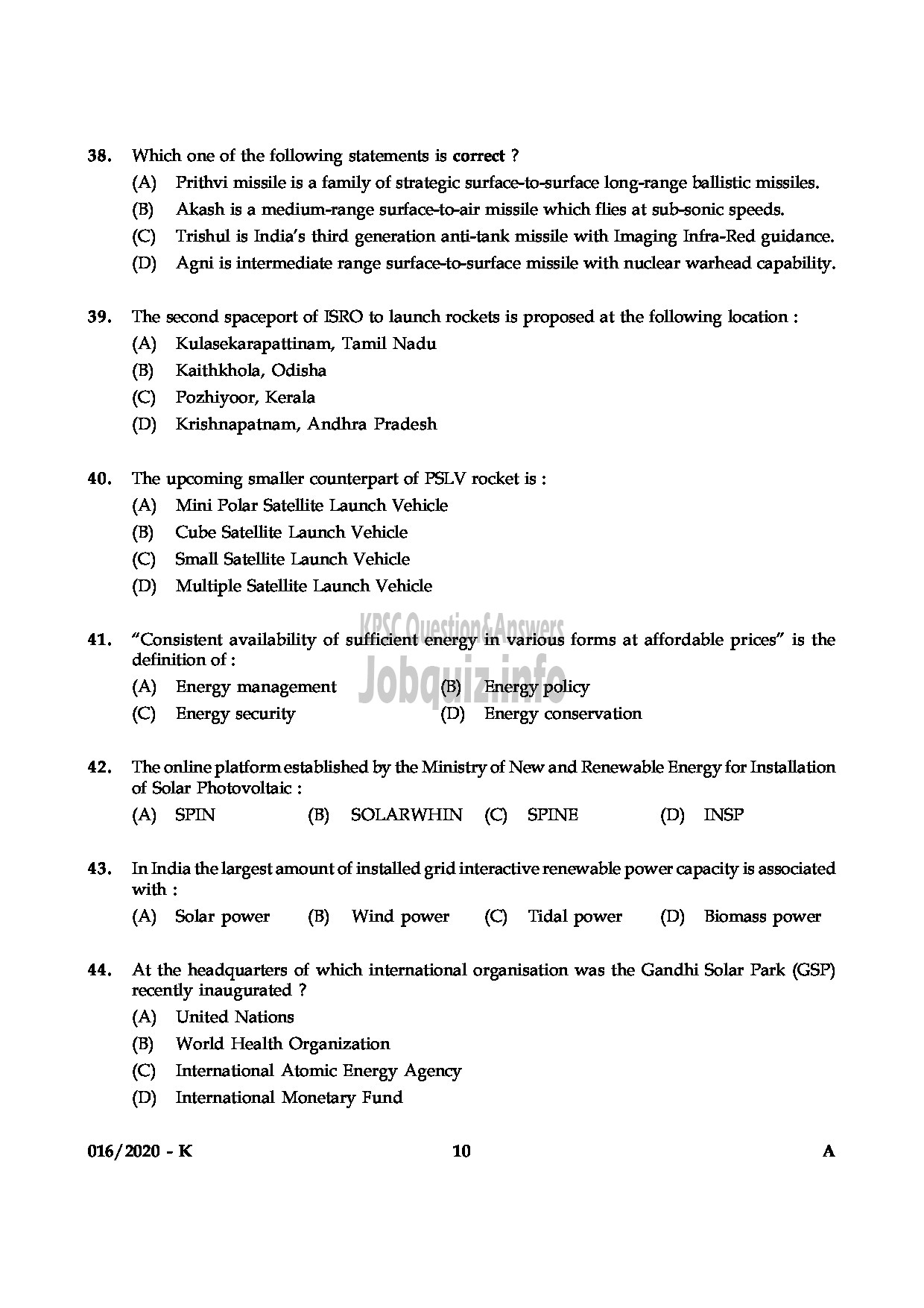 Kerala PSC Question Paper - KAS OFFICER (JUNIOR TIME SCALE) TRAINEE KERALA ADMINISTRATIVE SERVICE ENGLISH / KANNADA-10