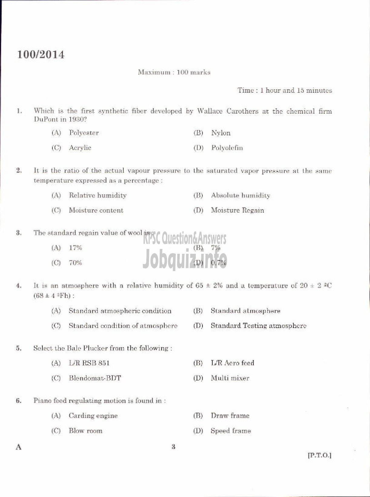 Kerala PSC Question Paper - KHADI DEVELOPMENT OFFICER KERALA KHADI AND VILLAGE INDUSTRIES BOARD-1