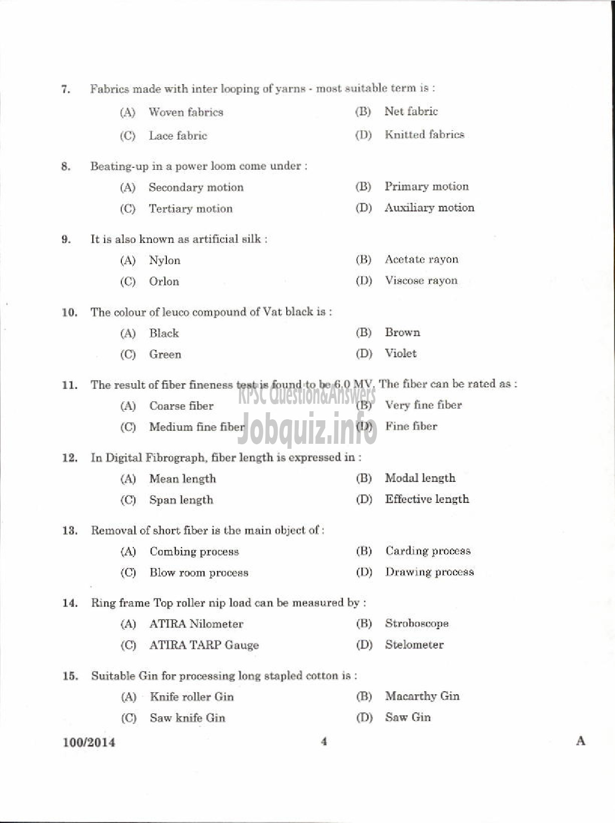 Kerala PSC Question Paper - KHADI DEVELOPMENT OFFICER KERALA KHADI AND VILLAGE INDUSTRIES BOARD-2