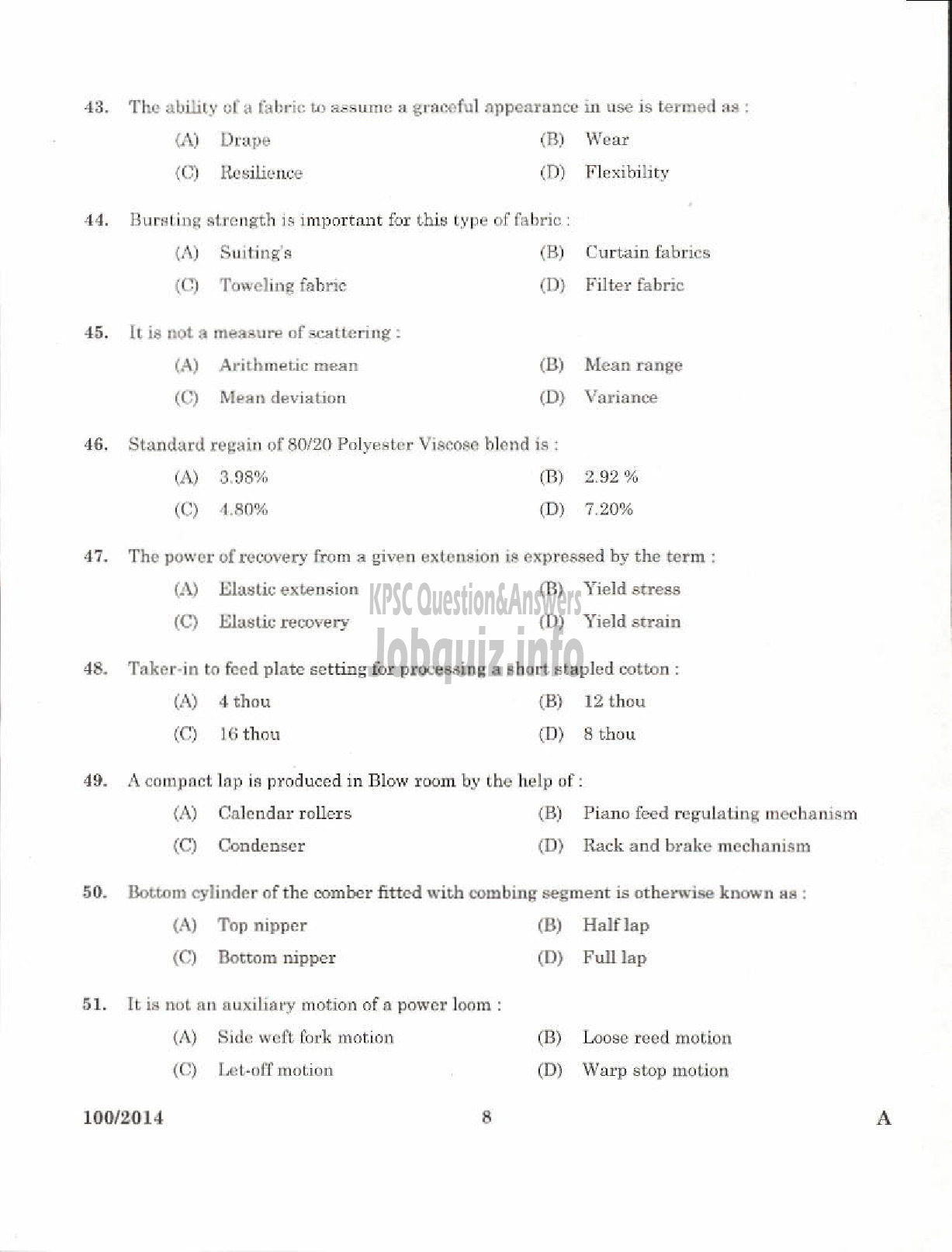 Kerala PSC Question Paper - KHADI DEVELOPMENT OFFICER KERALA KHADI AND VILLAGE INDUSTRIES BOARD-6