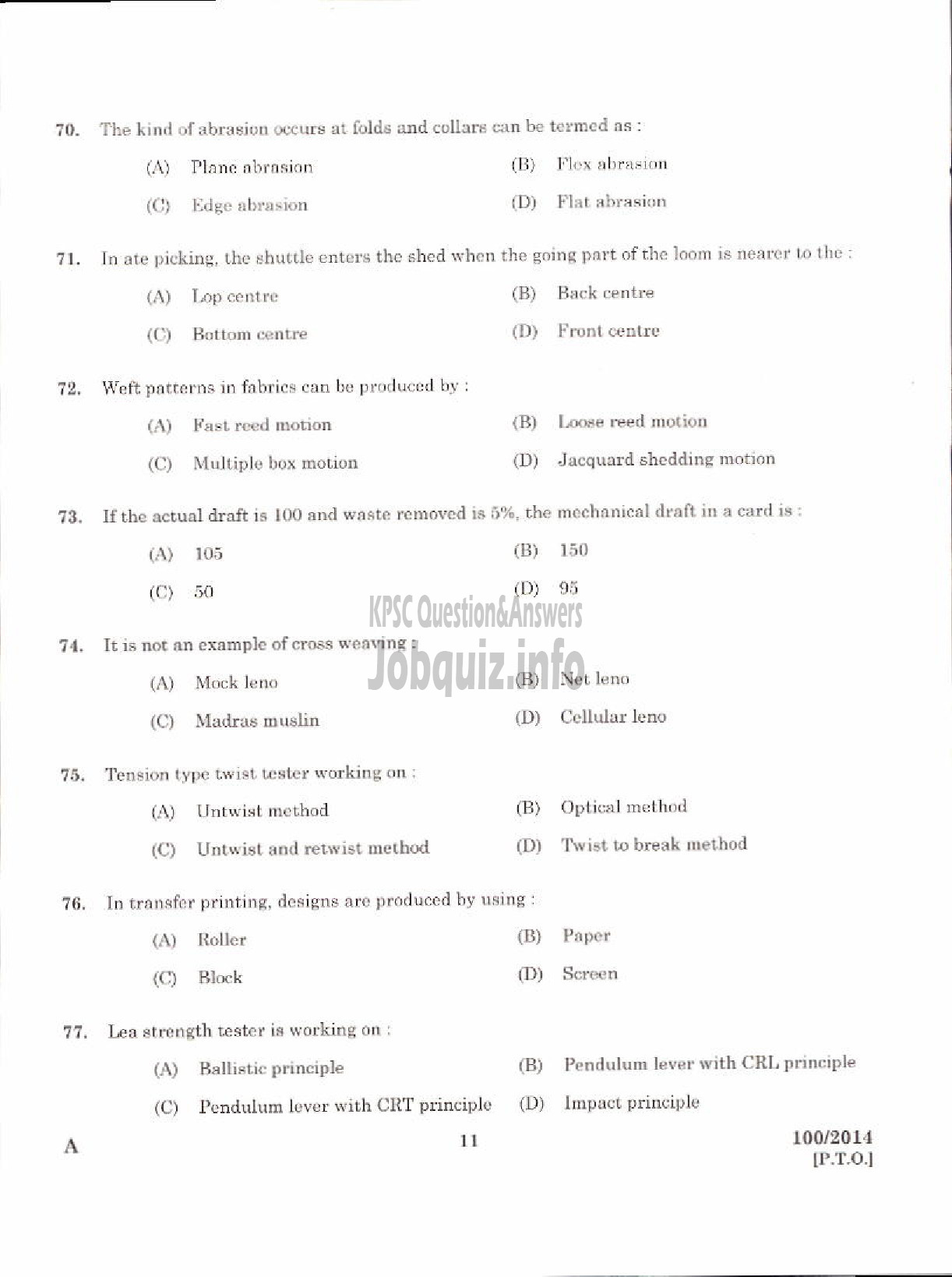 Kerala PSC Question Paper - KHADI DEVELOPMENT OFFICER KERALA KHADI AND VILLAGE INDUSTRIES BOARD-9