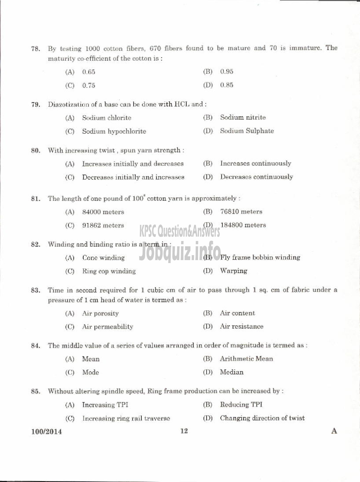 Kerala PSC Question Paper - KHADI DEVELOPMENT OFFICER KERALA KHADI AND VILLAGE INDUSTRIES BOARD-10