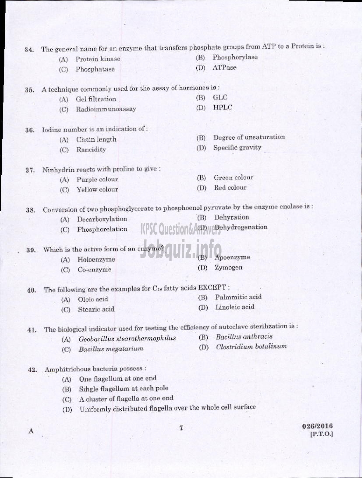 Kerala PSC Question Paper - LABORATORY ASSISTANT DAIRY /CFP KCMMF LTD-5