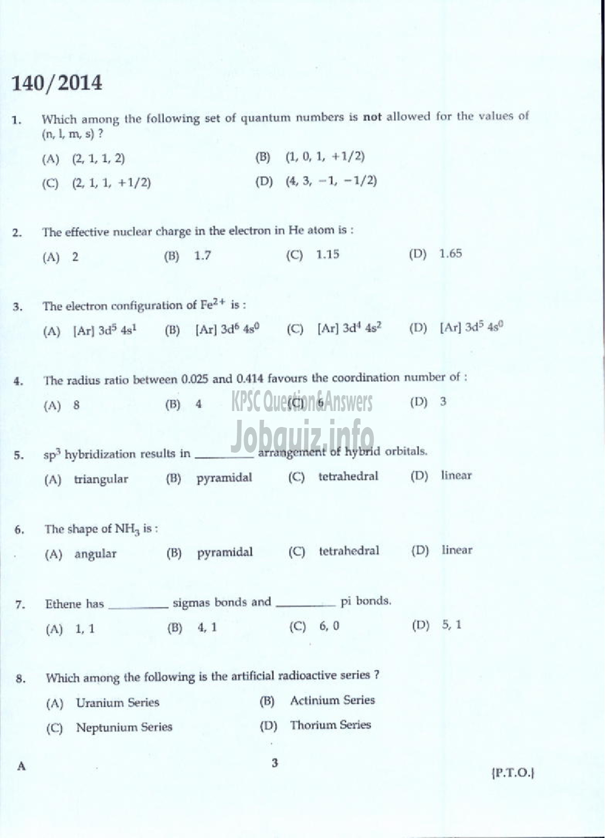 Kerala PSC Question Paper - LABORATORY ASSISTANT FACTORY STATE FARMING CORPORATION OF KERALA LTD-1