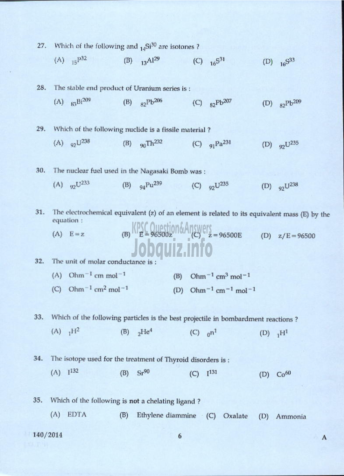 Kerala PSC Question Paper - LABORATORY ASSISTANT FACTORY STATE FARMING CORPORATION OF KERALA LTD-4