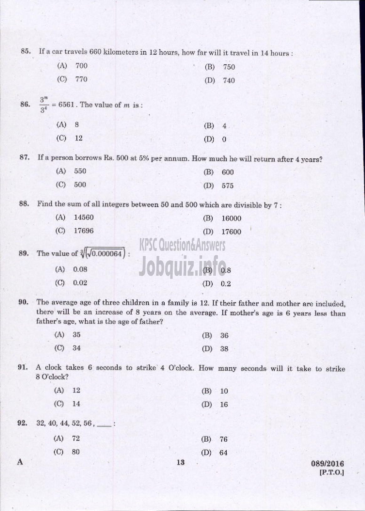 Kerala PSC Question Paper - LABORATORY ASSISTANT KHSE-11