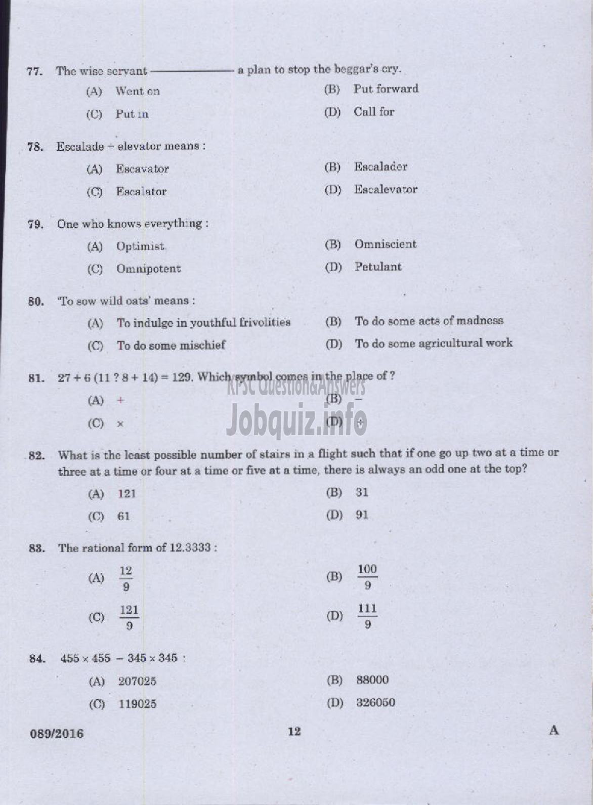 Kerala PSC Question Paper - LABORATORY ASSISTANT KHSE-10