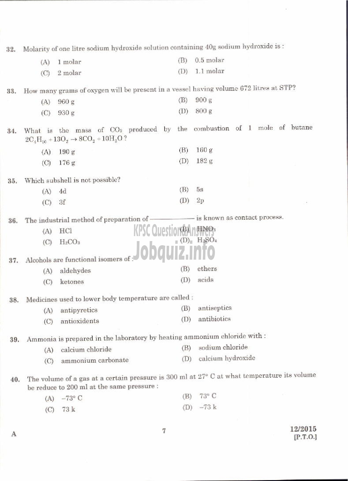 Kerala PSC Question Paper - LABORATORY ASSISTANT NCA PH KERALA HIGHER SECONDARY EDUCATION-5