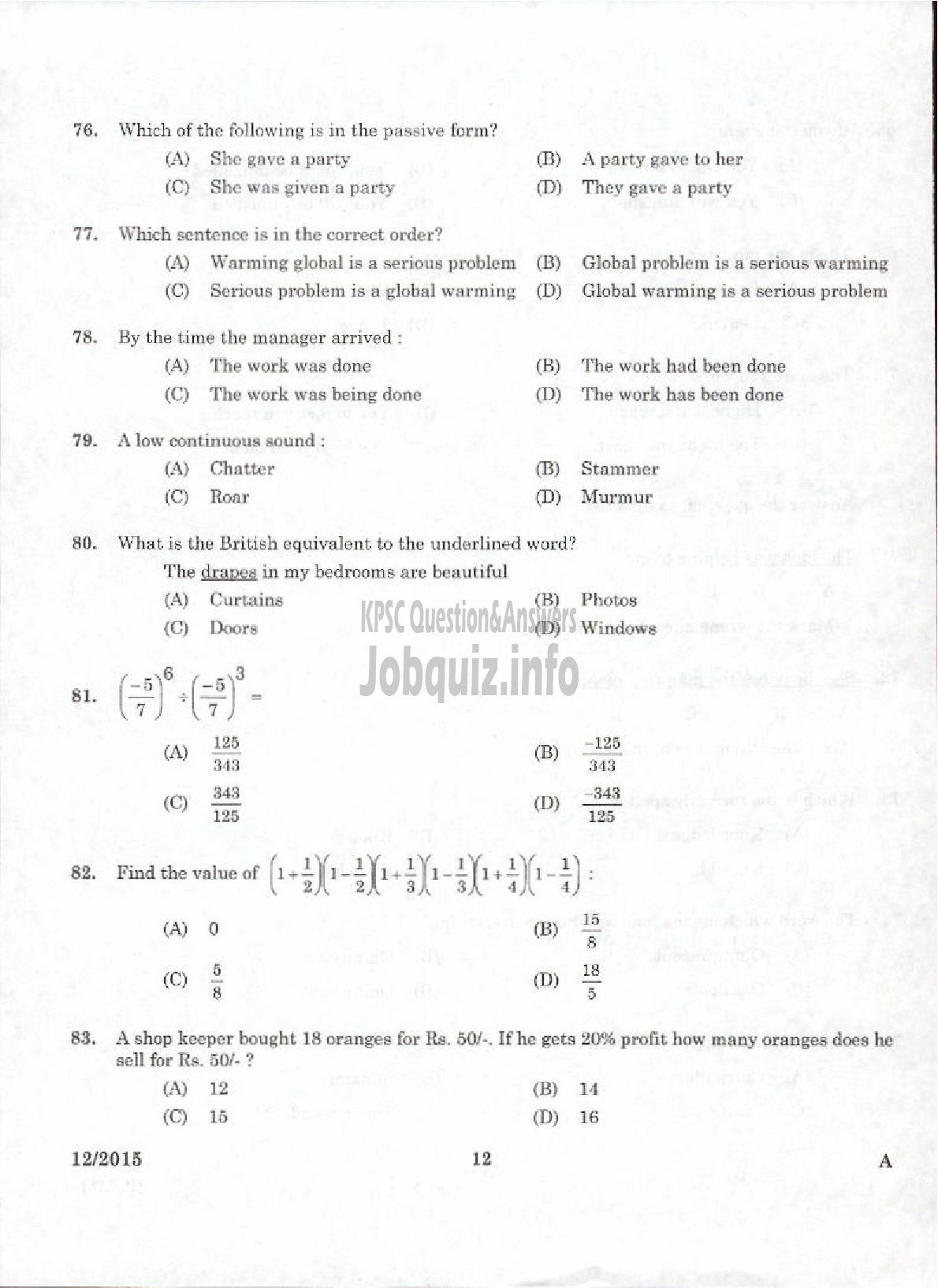 Kerala PSC Question Paper - LABORATORY ASSISTANT NCA PH KERALA HIGHER SECONDARY EDUCATION-10