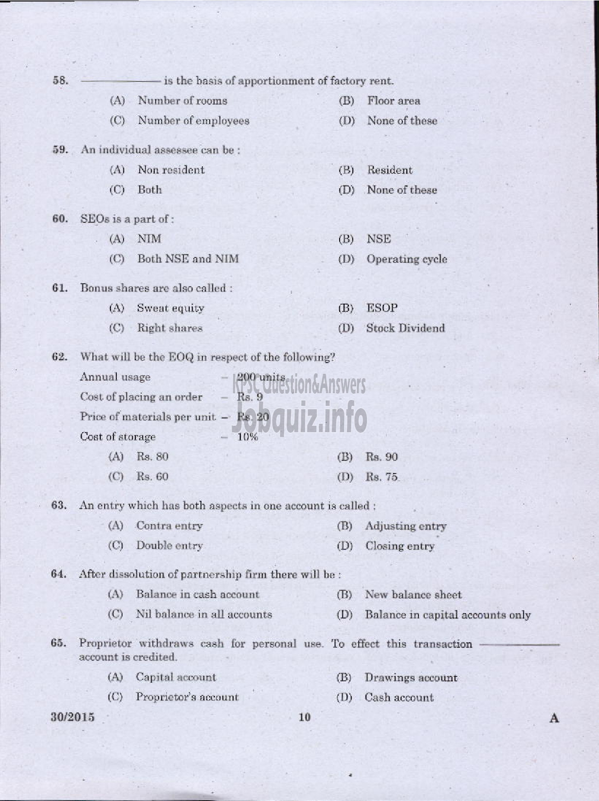 Kerala PSC Question Paper - LABORATORY TECHNICAL ASSISTANT ACCOUNTING AND AUDITING VHSE-8