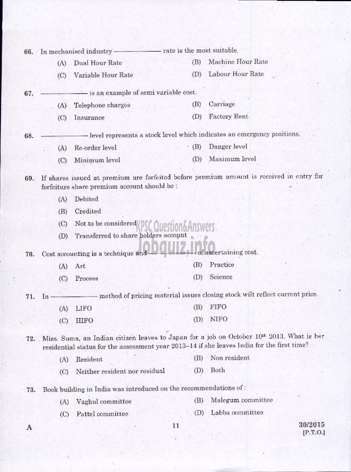 Kerala PSC Question Paper - LABORATORY TECHNICAL ASSISTANT ACCOUNTING AND AUDITING VHSE-9