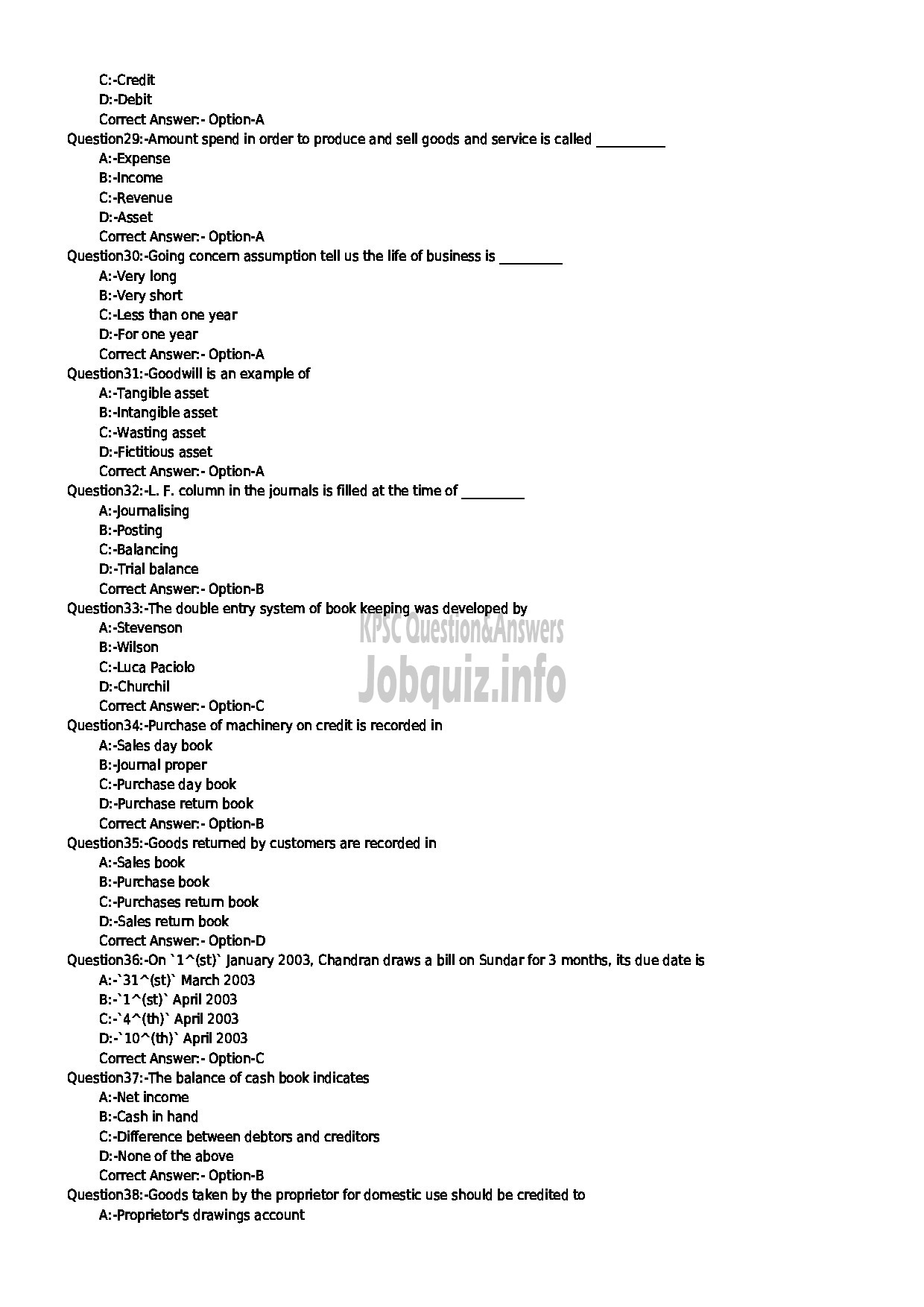 Kerala PSC Question Paper - LABORATORY TECHNICAL ASSISTANT ACCOUNTING AND AUDITING VHSE-4