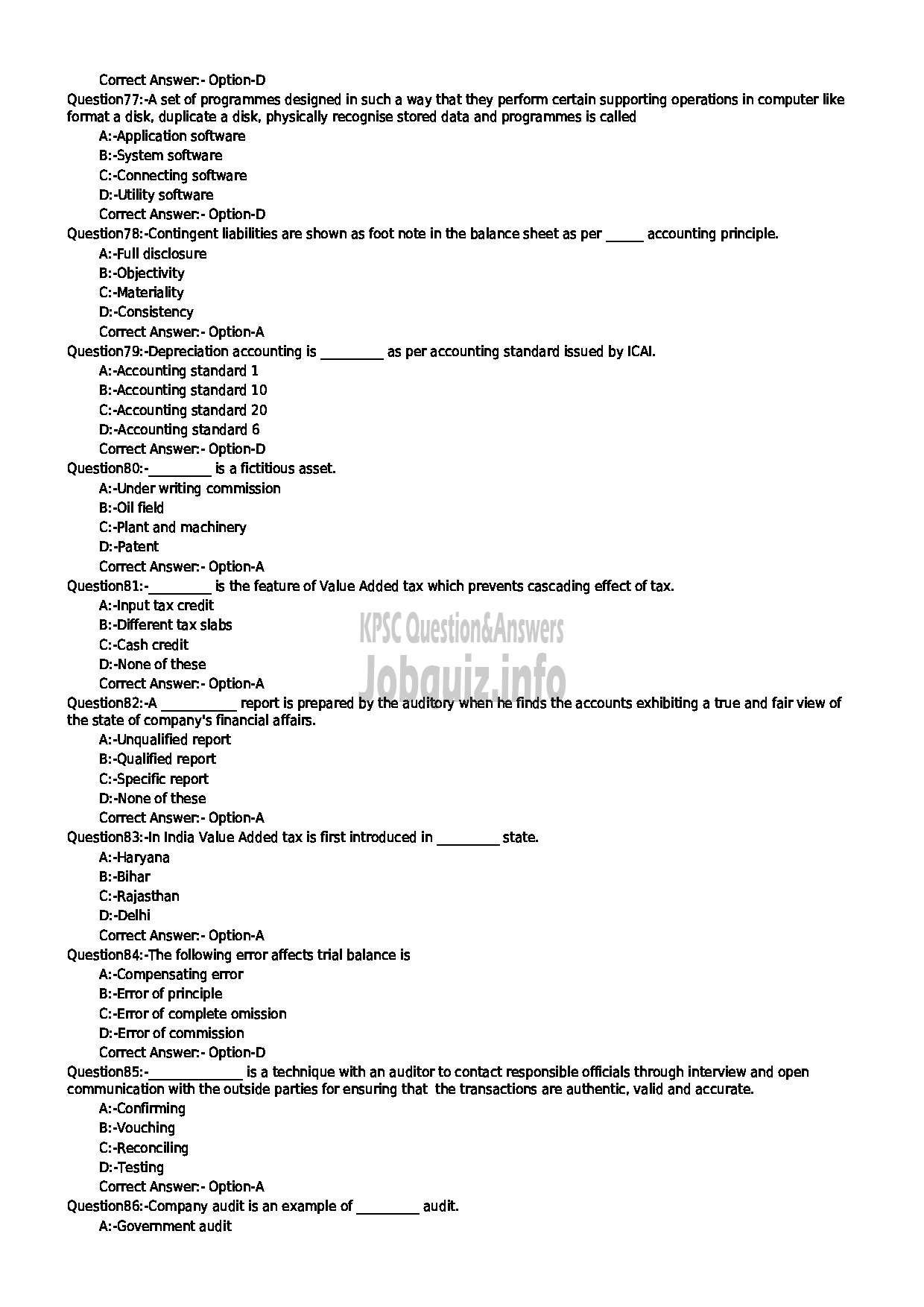 Kerala PSC Question Paper - LABORATORY TECHNICAL ASSISTANT ACCOUNTING AND AUDITING VHSE-9