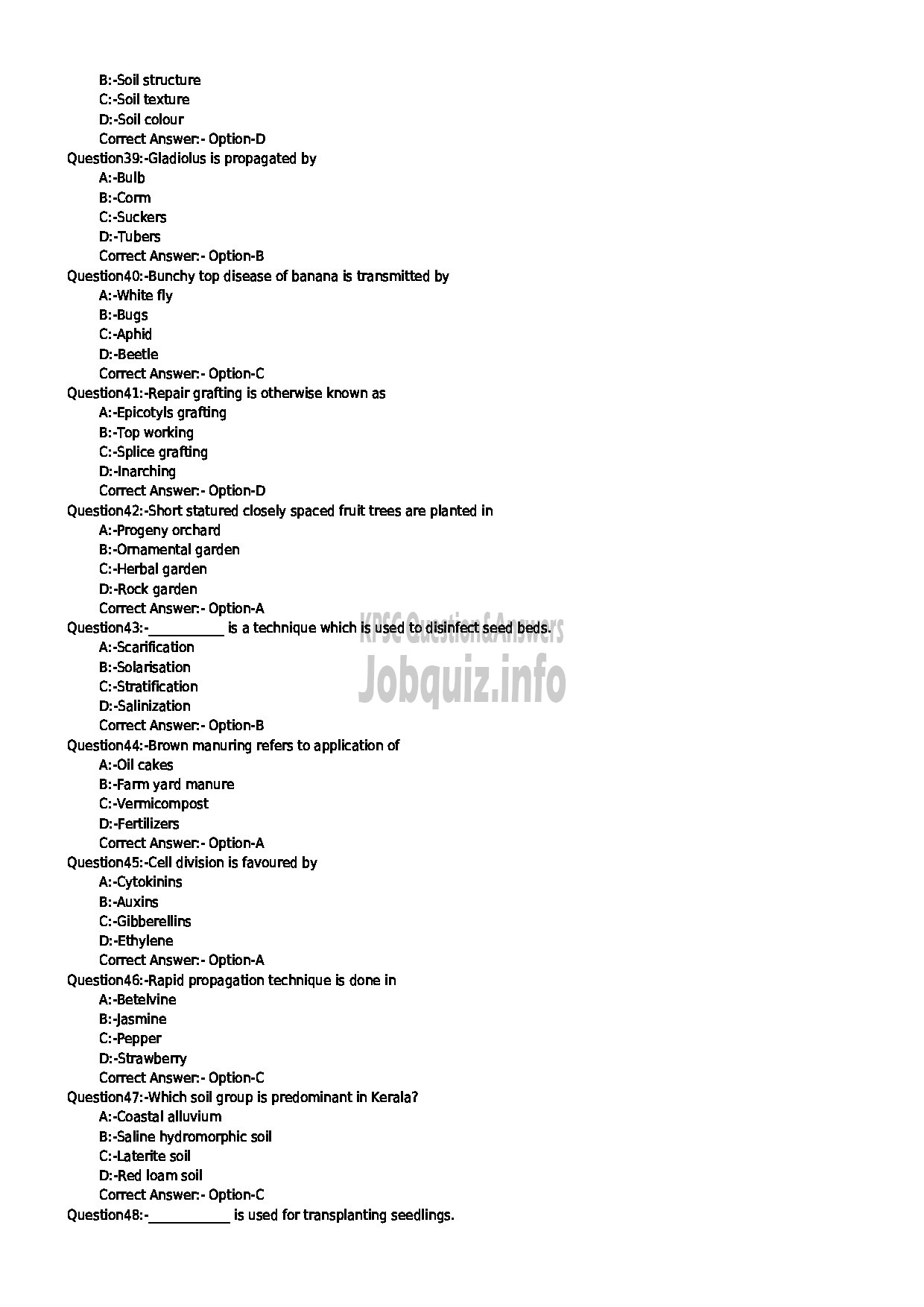 Kerala PSC Question Paper - LABORATORY TECHNICAL ASSISTANT AGRICULTURE NURSERY MANAGEMENT AND ORNAMENTAL GARDENING-5