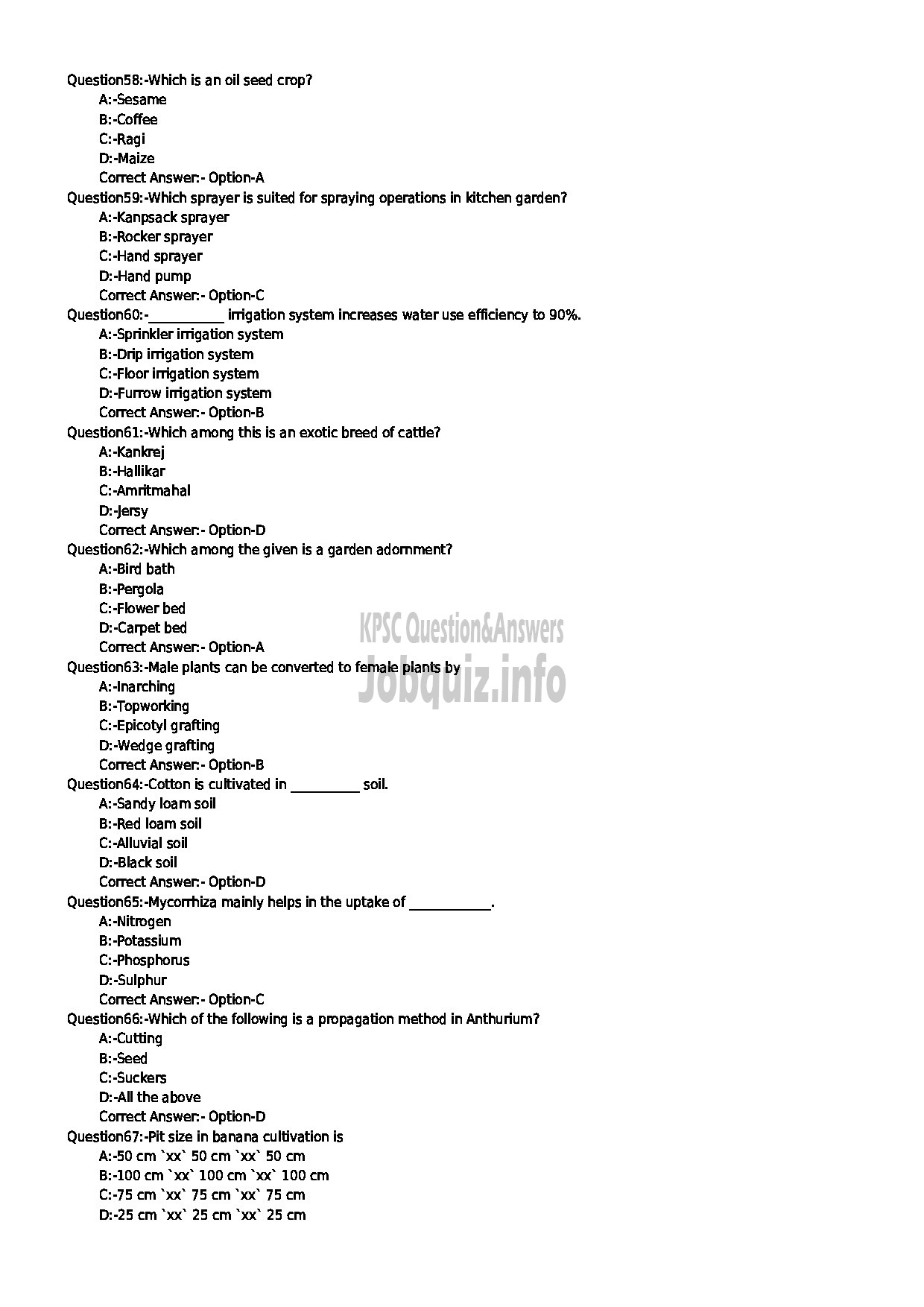 Kerala PSC Question Paper - LABORATORY TECHNICAL ASSISTANT AGRICULTURE NURSERY MANAGEMENT AND ORNAMENTAL GARDENING-7