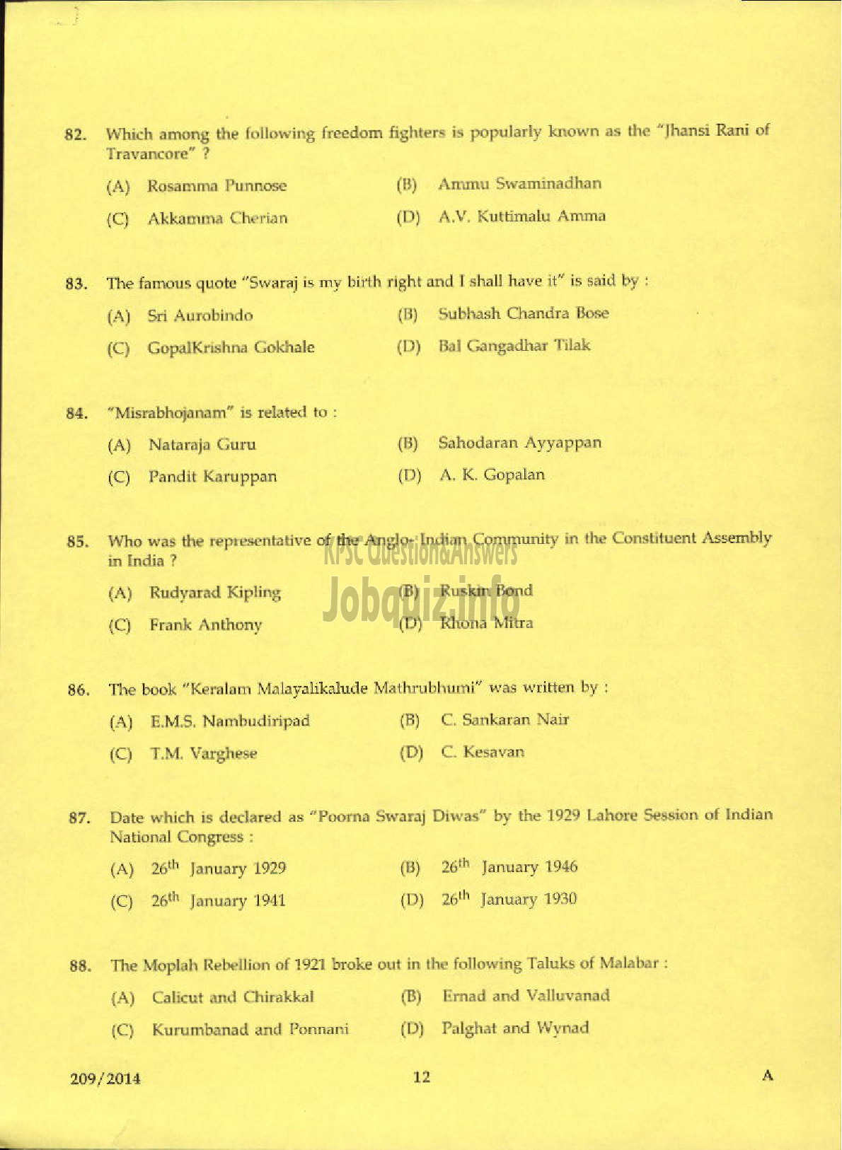 Kerala PSC Question Paper - LABORATORY TECHNICAL ASSISTANT AGRICULTURE NURSERY MANAGEMENT AND ORNAMENTAL GARDENING VHSE-10