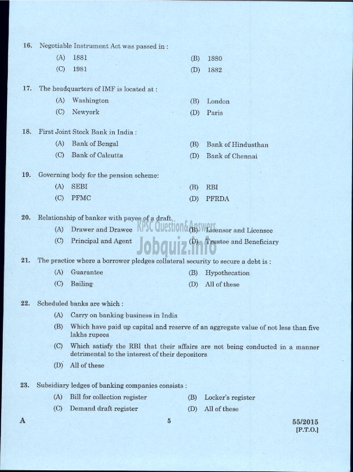 Kerala PSC Question Paper - LABORATORY TECHNICAL ASSISTANT BANKING ASSISTANCE VOCATIONAL HIGHER SECONDARY EDUCATION-3