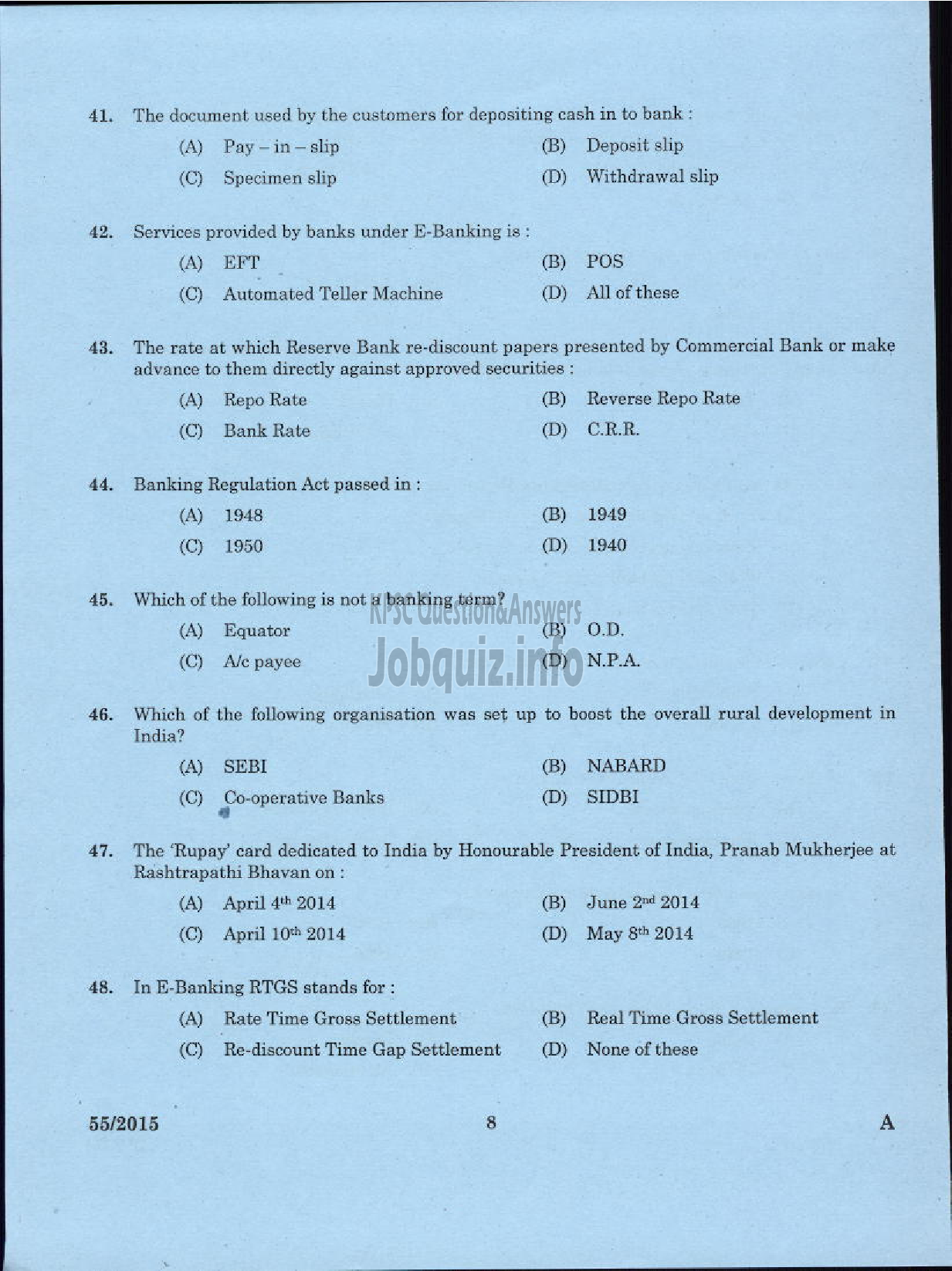 Kerala PSC Question Paper - LABORATORY TECHNICAL ASSISTANT BANKING ASSISTANCE VOCATIONAL HIGHER SECONDARY EDUCATION-6