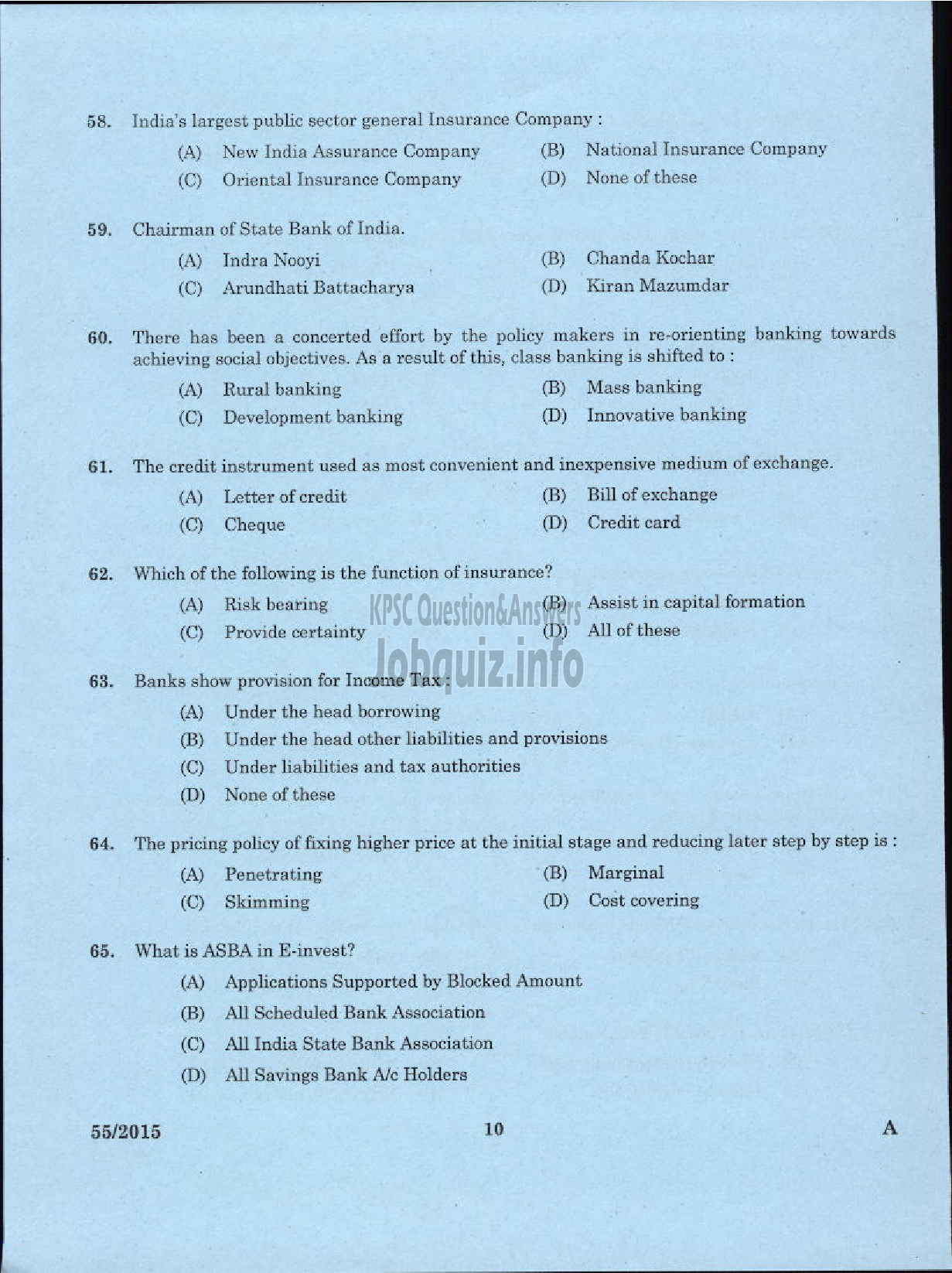 Kerala PSC Question Paper - LABORATORY TECHNICAL ASSISTANT BANKING ASSISTANCE VOCATIONAL HIGHER SECONDARY EDUCATION-8