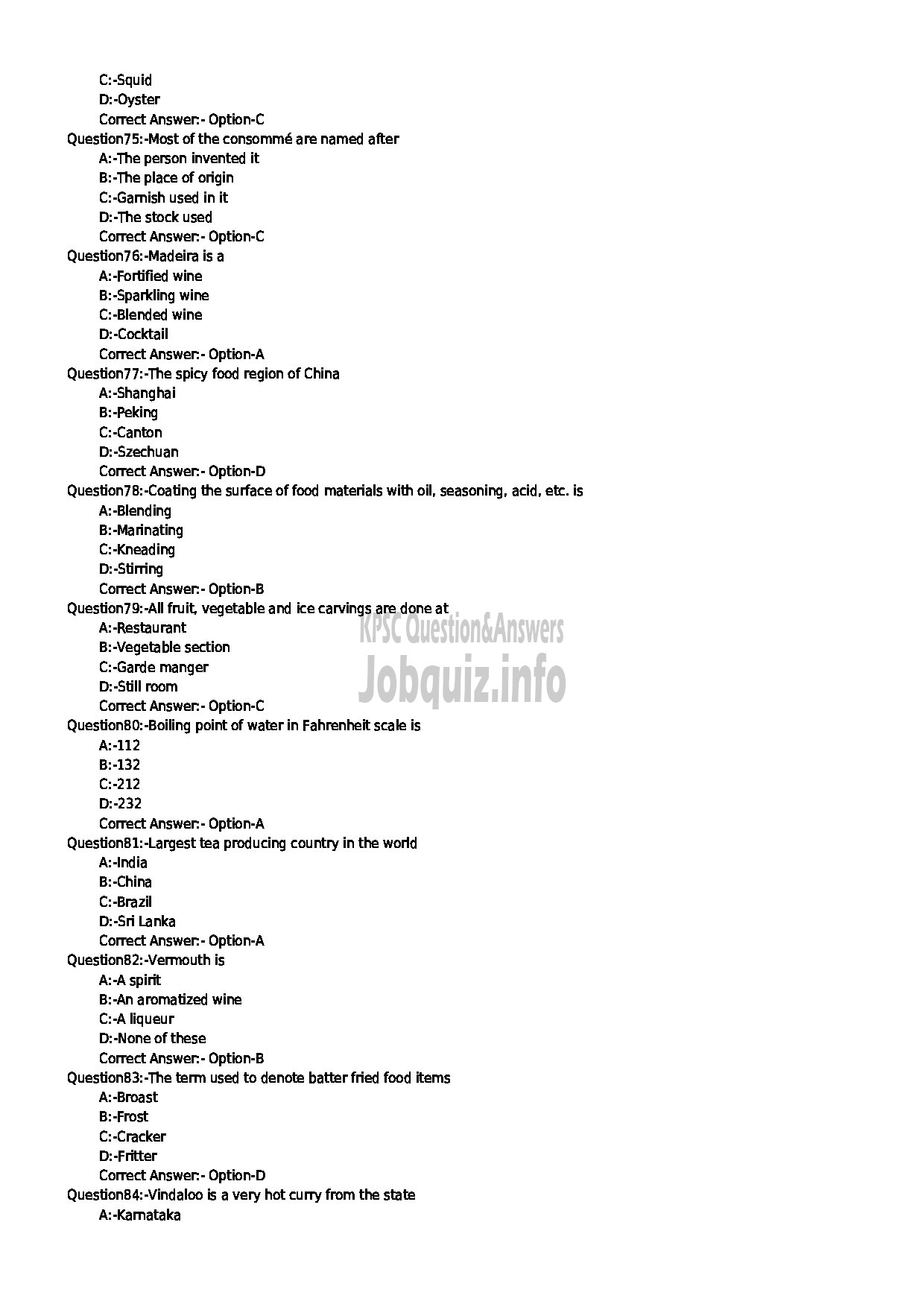 Kerala PSC Question Paper - LABORATORY TECHNICAL ASSISTANT CATERING AND RESTAURANT MANAGEMENT VOCATIONAL HIGHER SECONDARY EDUCATION-9