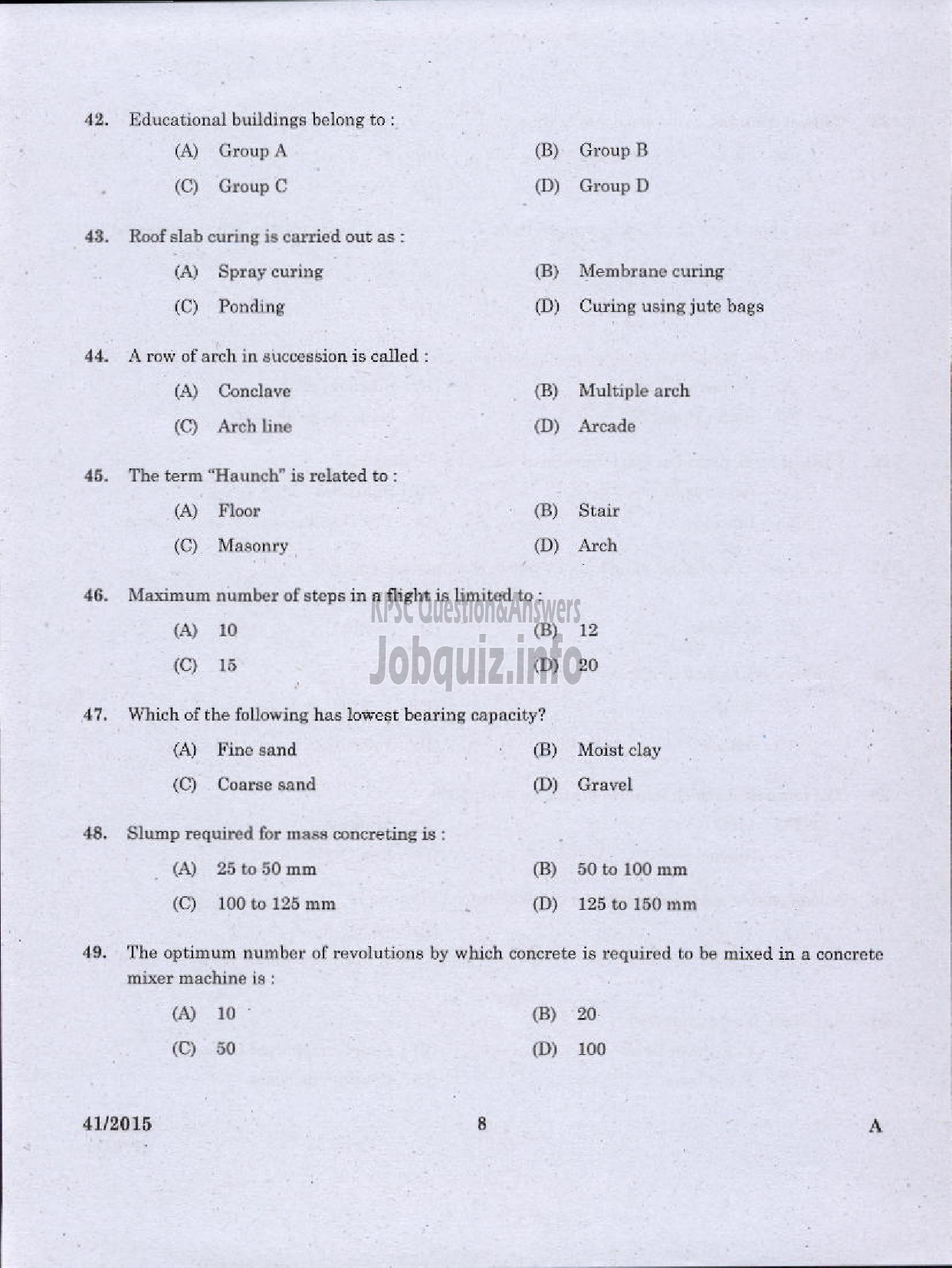 Kerala PSC Question Paper - LABORATORY TECHNICAL ASSISTANT CIVIL CONSTRUCTION AND MAINTENANCE VOCATIONAL HIGHER SECONDARY EDUCATION-6
