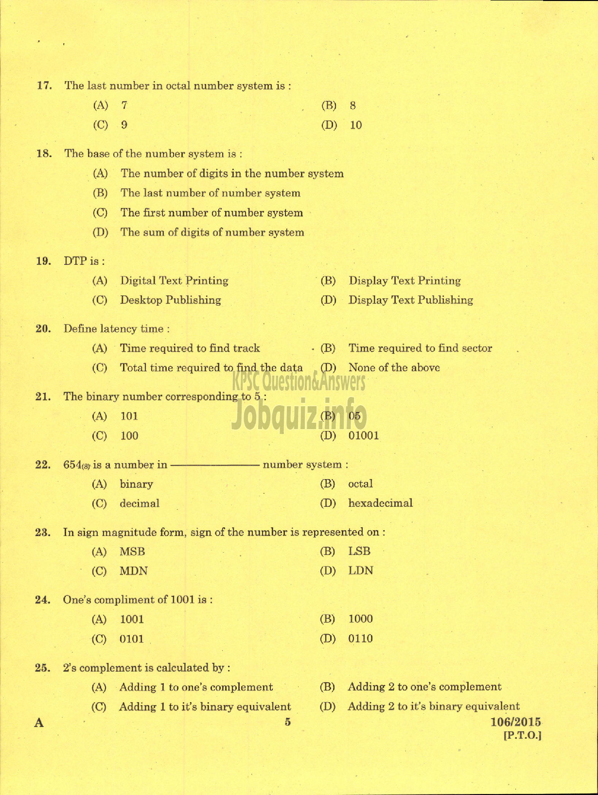 Kerala PSC Question Paper - LABORATORY TECHNICAL ASSISTANT COMPUTER SCIENCE VHSE-3