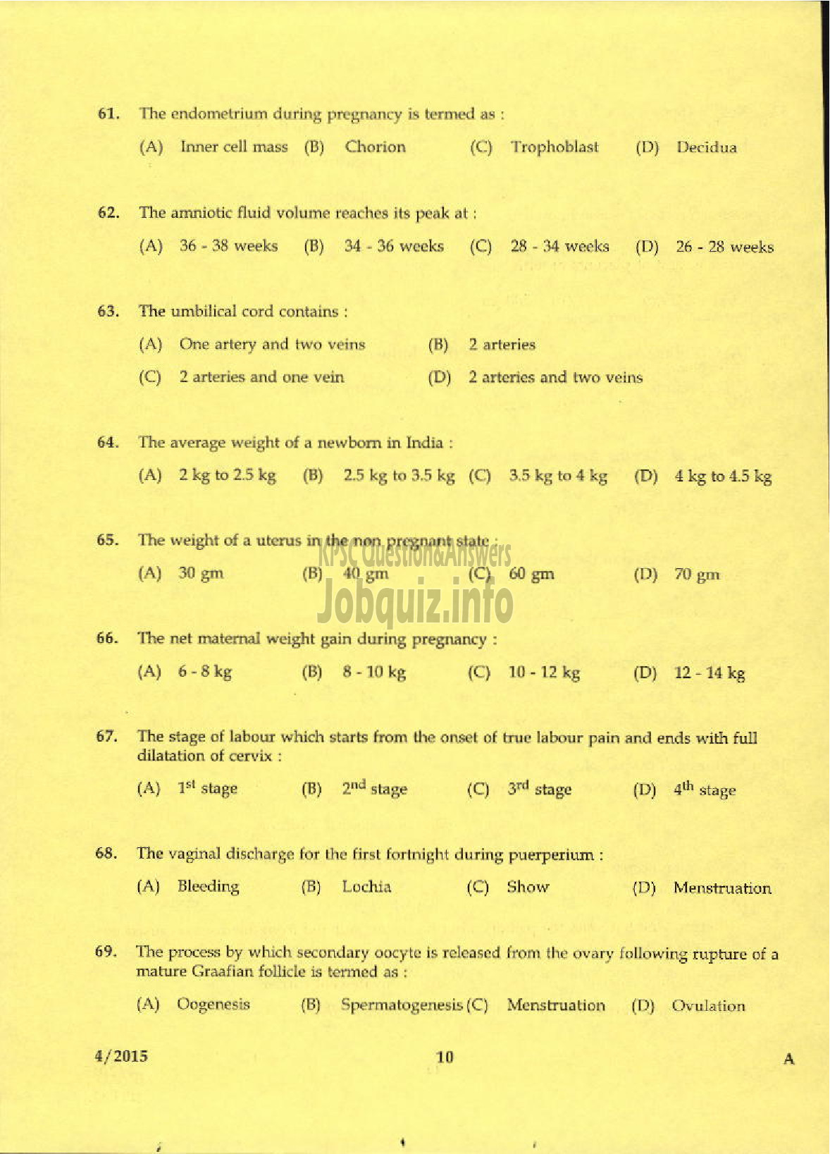 Kerala PSC Question Paper - LABORATORY TECHNICAL ASSISTANT DOMESTIC NURSING VHSE-8