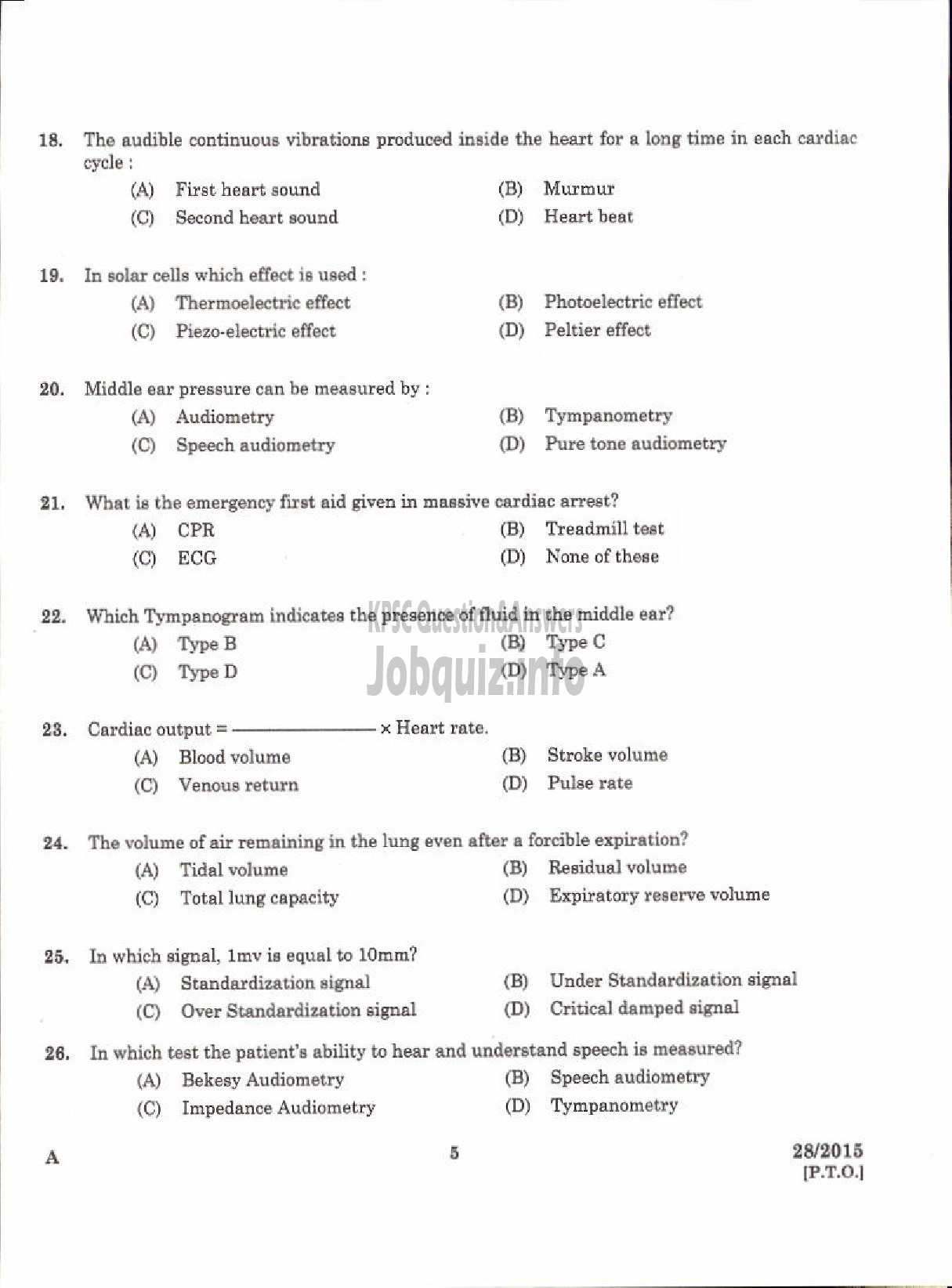 Kerala PSC Question Paper - LABORATORY TECHNICAL ASSISTANT ECG AND AUDIOMETRIC TECHNICIAN VHSE-3