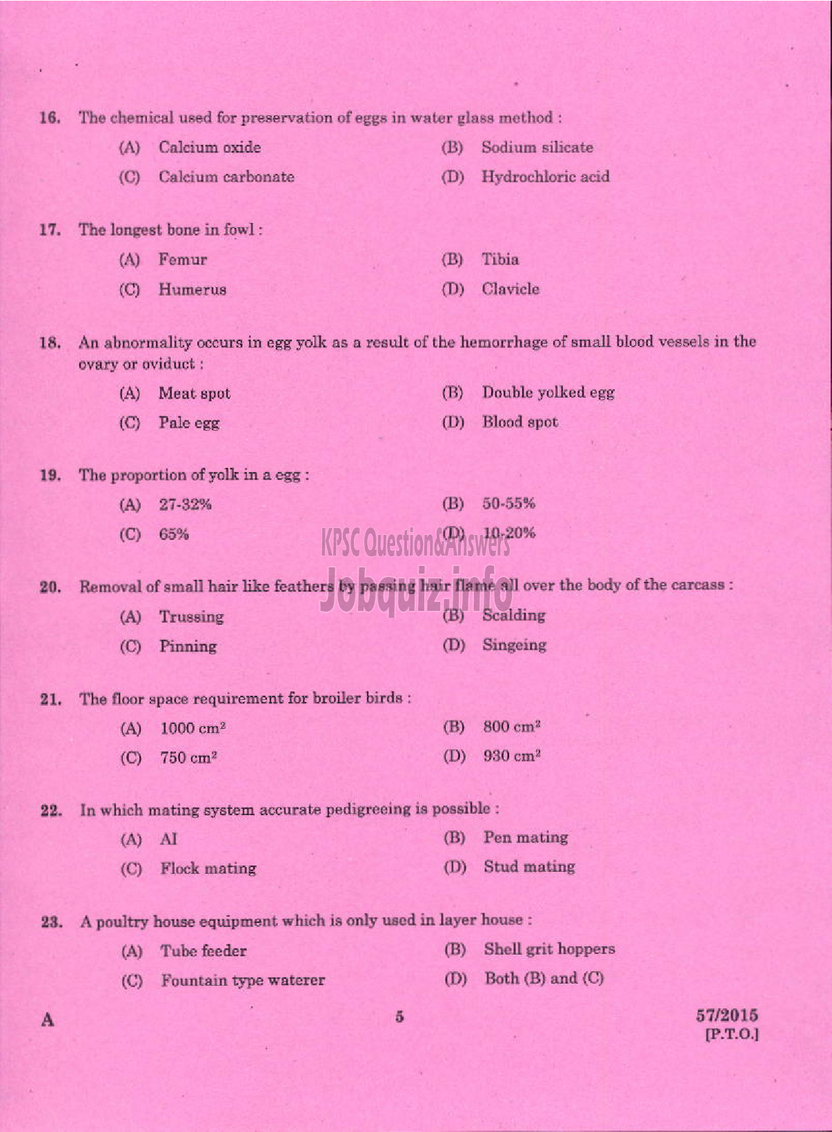 Kerala PSC Question Paper - LABORATORY TECHNICAL ASSISTANT LIVESTOCK MANAGEMENT / POULTRY HUSBANDRY VOCATIONAL HIGHER SECONDARY EDUCATION-3