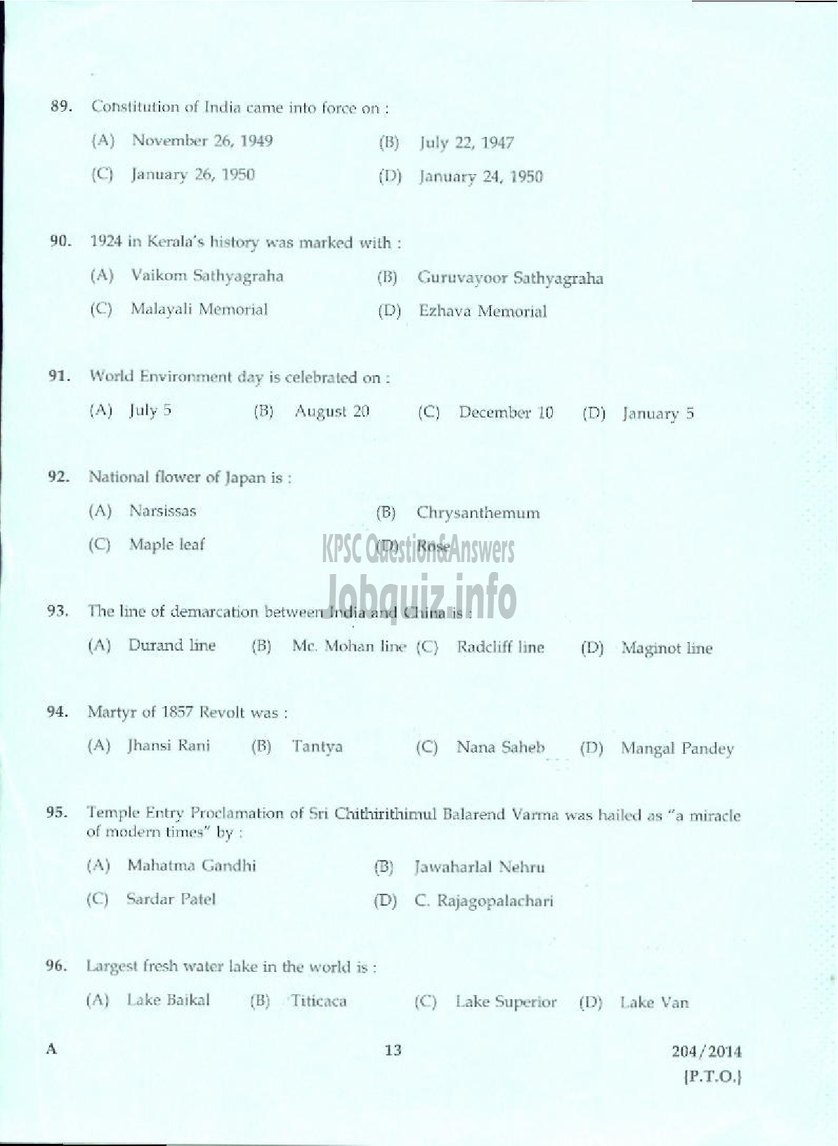 Kerala PSC Question Paper - LABORATORY TECHNICAL ASSISTANT LIVE STOCK MANAGEMENT DIARYING VHSE-11