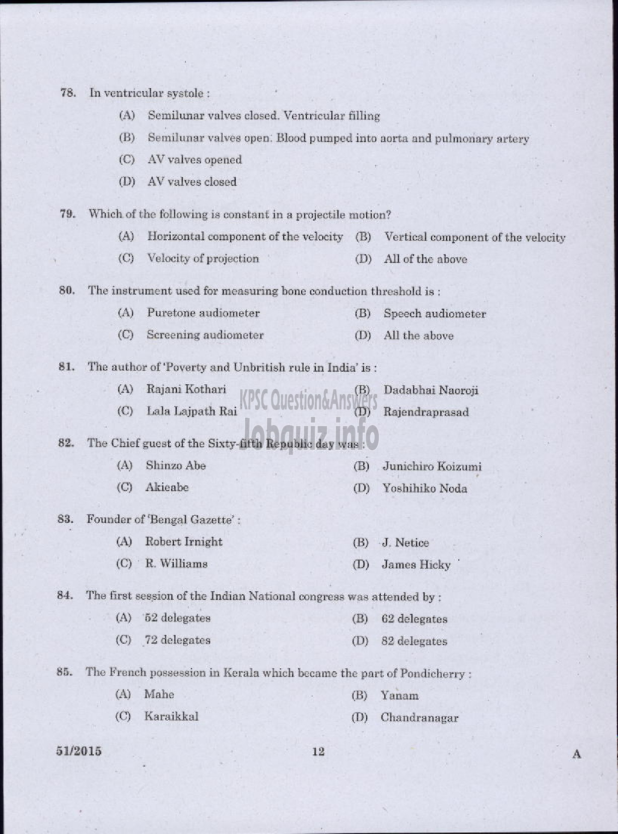 Kerala PSC Question Paper - LABORATORY TECHNICAL ASSISTANT MAINTENANCE AND OPERATION OF BIO MEDICAL EQUIPMENTS VOCATIONAL HIGHER SECONDARY EDUCATION-10