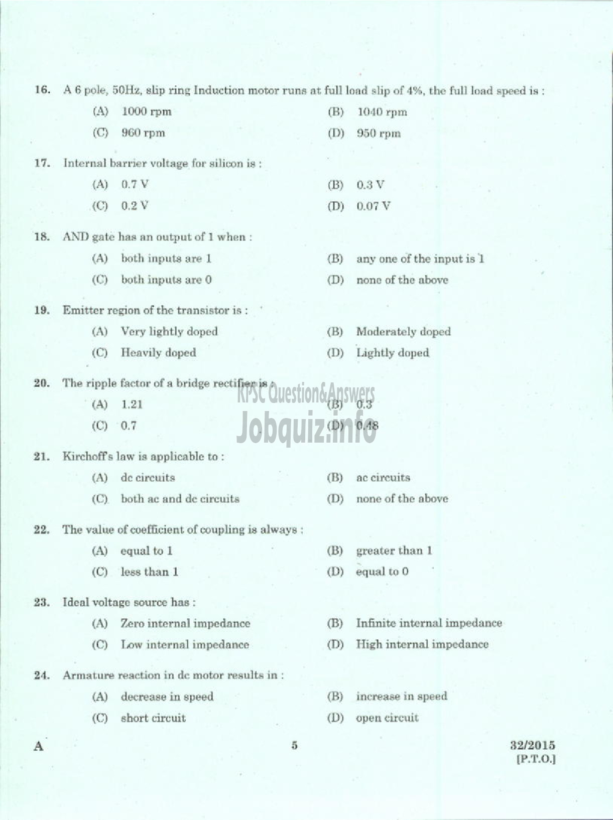 Kerala PSC Question Paper - LABORATORY TECHNICAL ASSISTANT MAINTENANCE AND REPAIRS OF DOMESTIC APPLIANCES VHSE-3