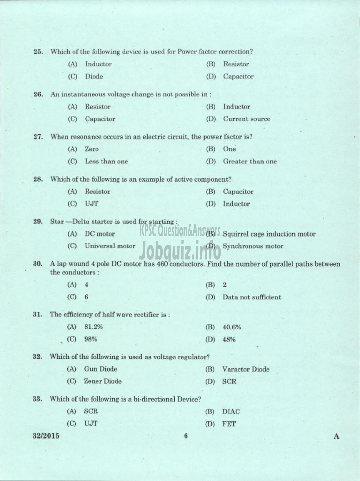 Kerala PSC Question Paper - LABORATORY TECHNICAL ASSISTANT MAINTENANCE AND REPAIRS OF DOMESTIC APPLIANCES VHSE-4