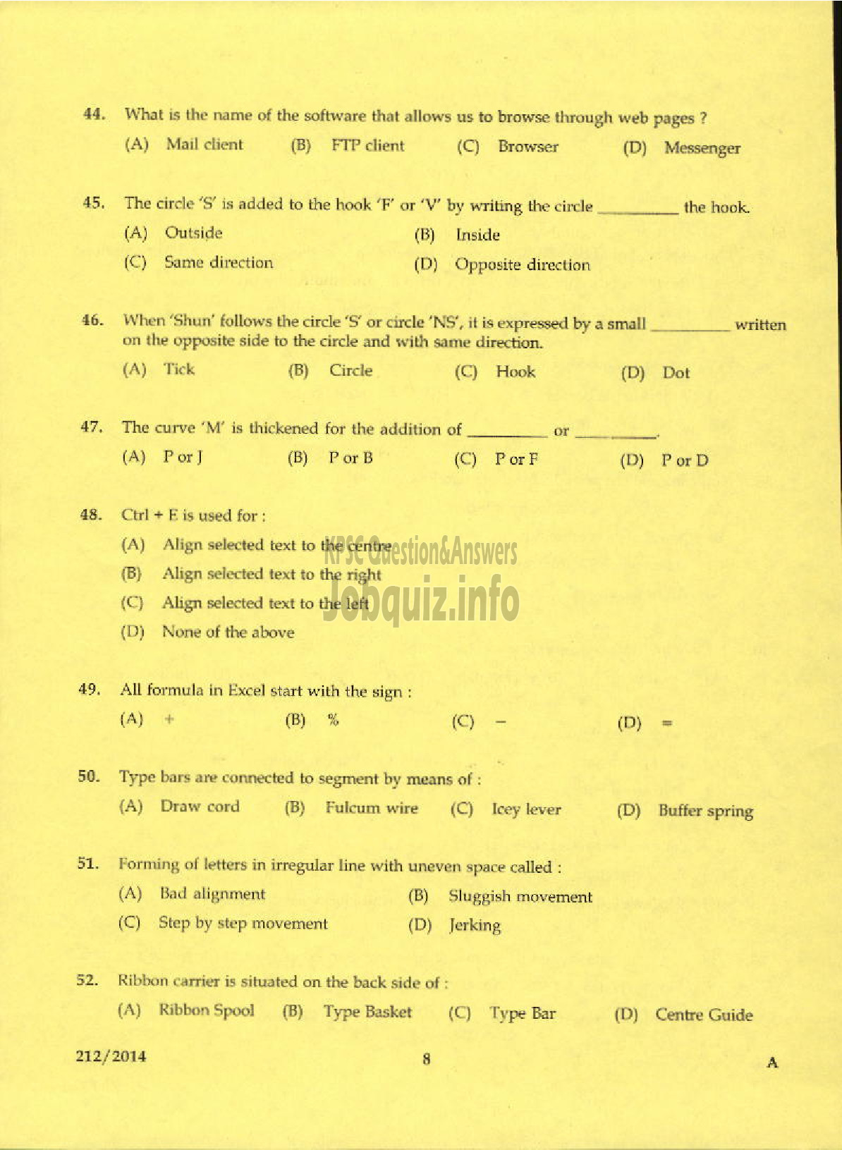 Kerala PSC Question Paper - LABORATORY TECHNICAL ASSISTANT OFFICE SECRETARYSHIP VHSE-6