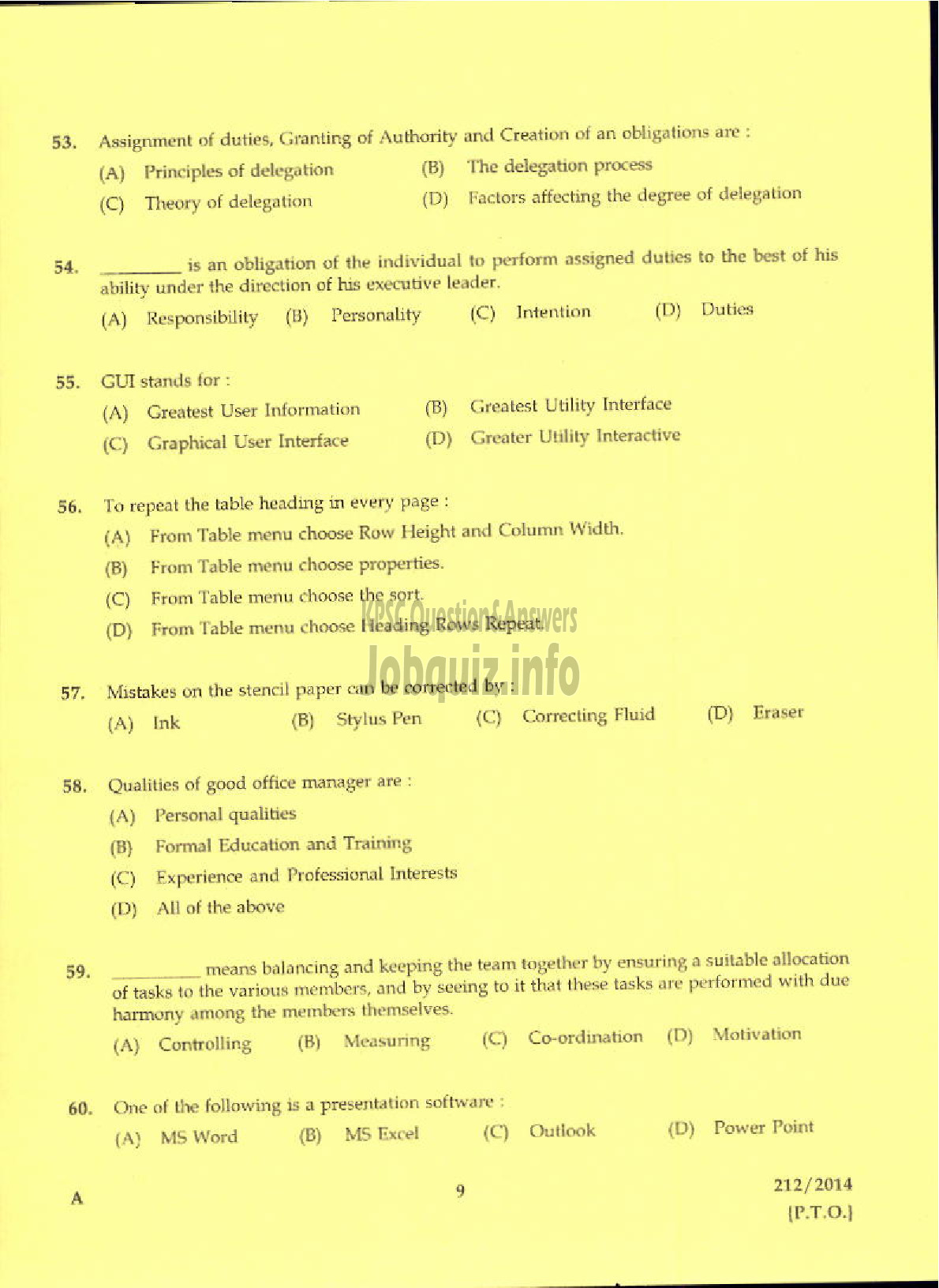 Kerala PSC Question Paper - LABORATORY TECHNICAL ASSISTANT OFFICE SECRETARYSHIP VHSE-7