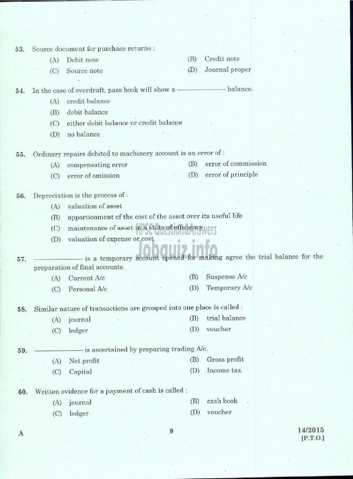 Kerala PSC Question Paper - LABORATORY TECHNICAL ASSISTANT RECEPTION BOOK KEEPING AND COMMUNICATION VHSE-7