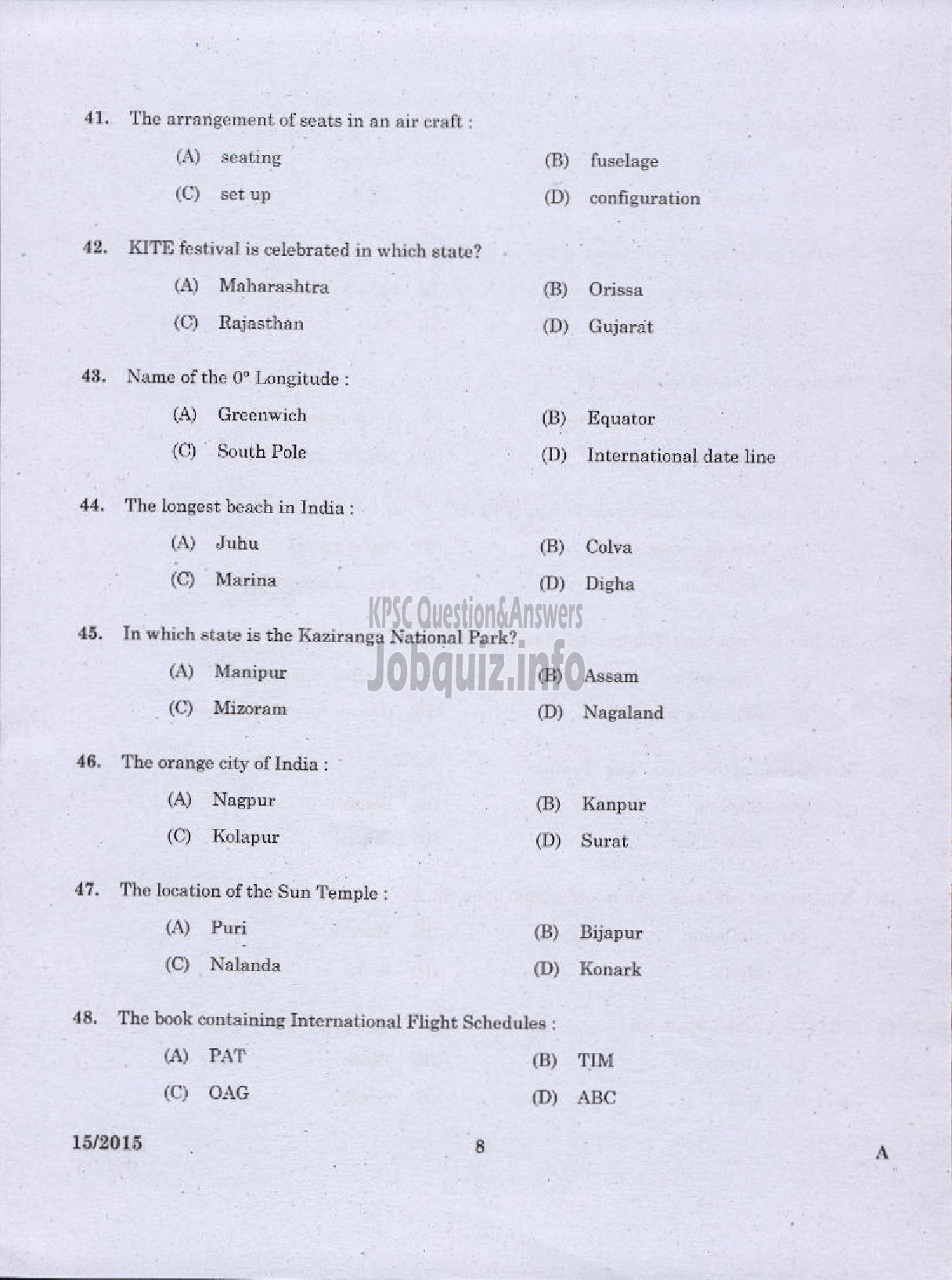 Kerala PSC Question Paper - LABORATORY TECHNICAL ASSISTANT TRAVEL AND TOURISM VHSE-6