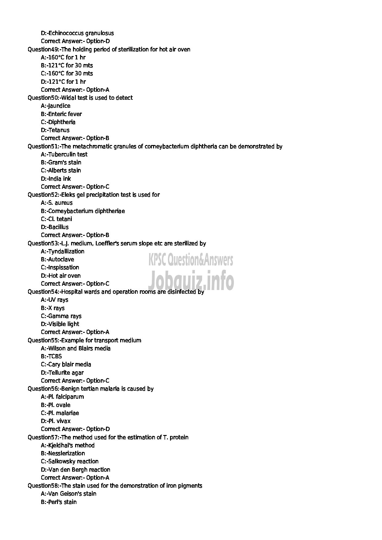 Kerala PSC Question Paper - LABORATORY TECHNICIAN GR II HEALTH SERVICES-6