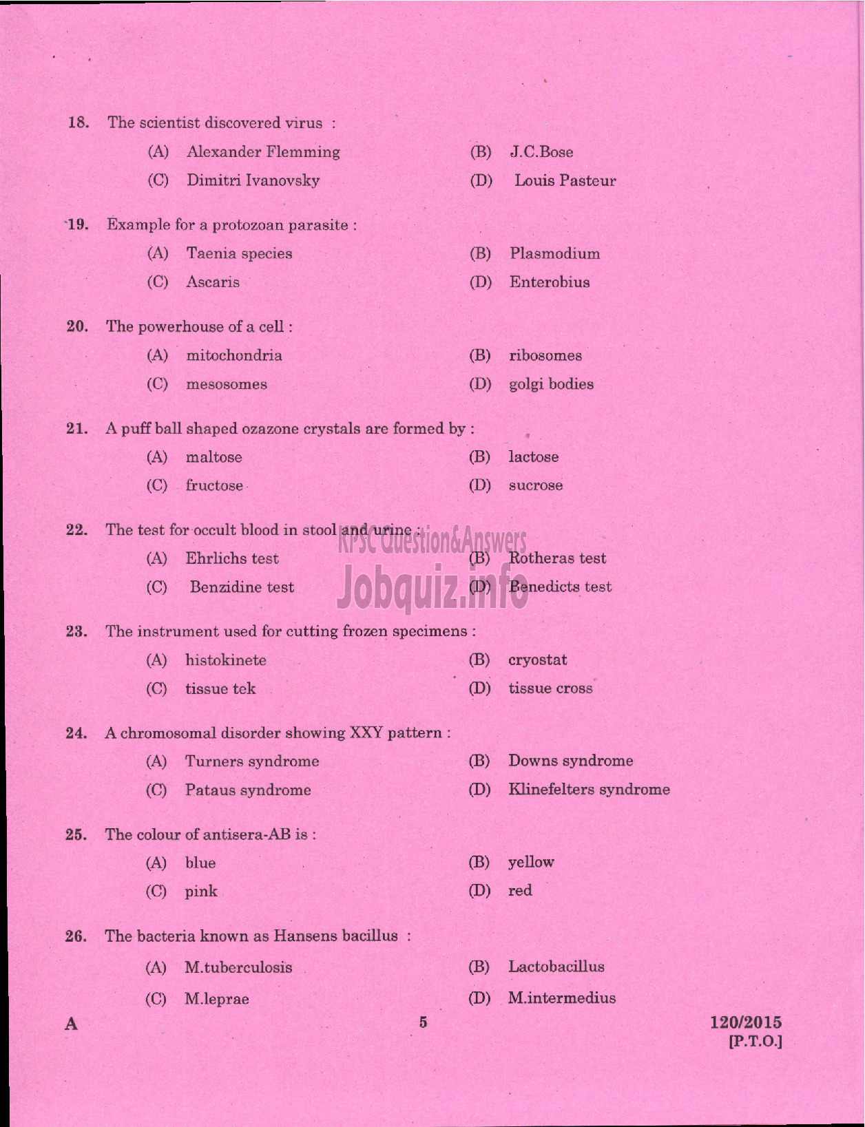 Kerala PSC Question Paper - LABORATORY TECHNICIAN GR II/LABORATORY ASSISTANT GRADE II ANIMAL HUSBANDRY-3