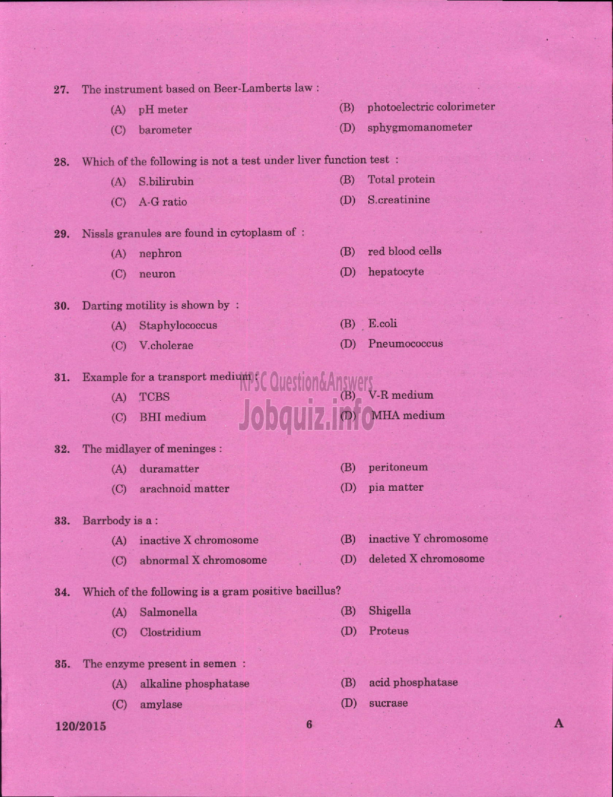 Kerala PSC Question Paper - LABORATORY TECHNICIAN GR II/LABORATORY ASSISTANT GRADE II ANIMAL HUSBANDRY-4