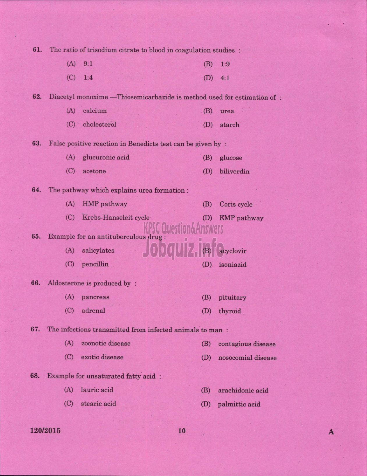 Kerala PSC Question Paper - LABORATORY TECHNICIAN GR II/LABORATORY ASSISTANT GRADE II ANIMAL HUSBANDRY-8