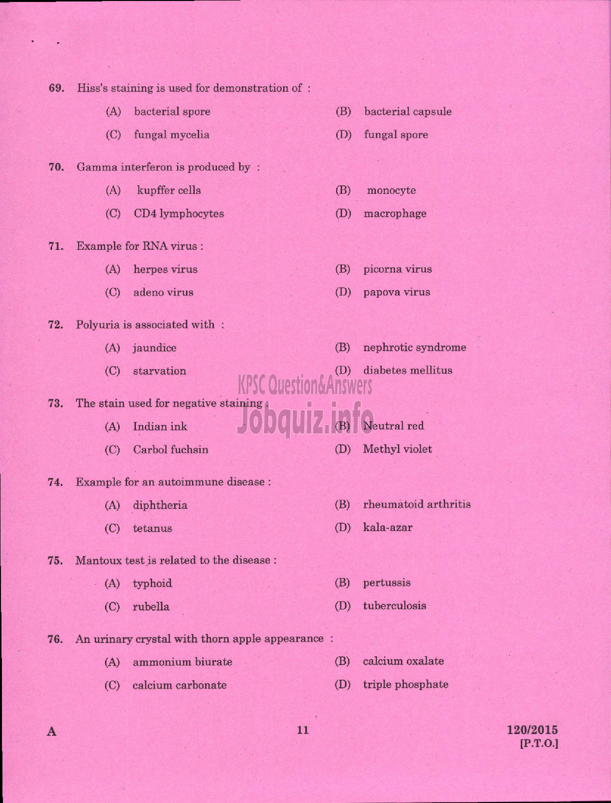 Kerala PSC Question Paper - LABORATORY TECHNICIAN GR II/LABORATORY ASSISTANT GRADE II ANIMAL HUSBANDRY-9